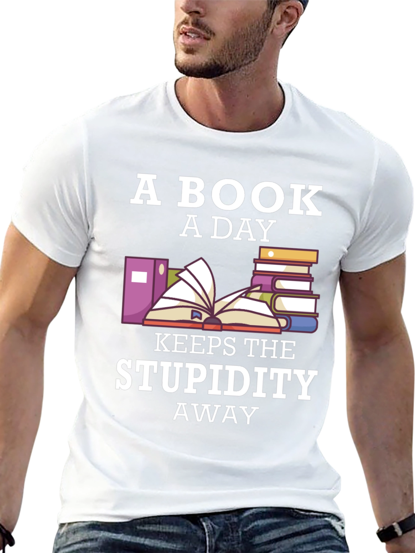 Black A Book A Day Keeps The Stupidity Away T-Shirt view 13