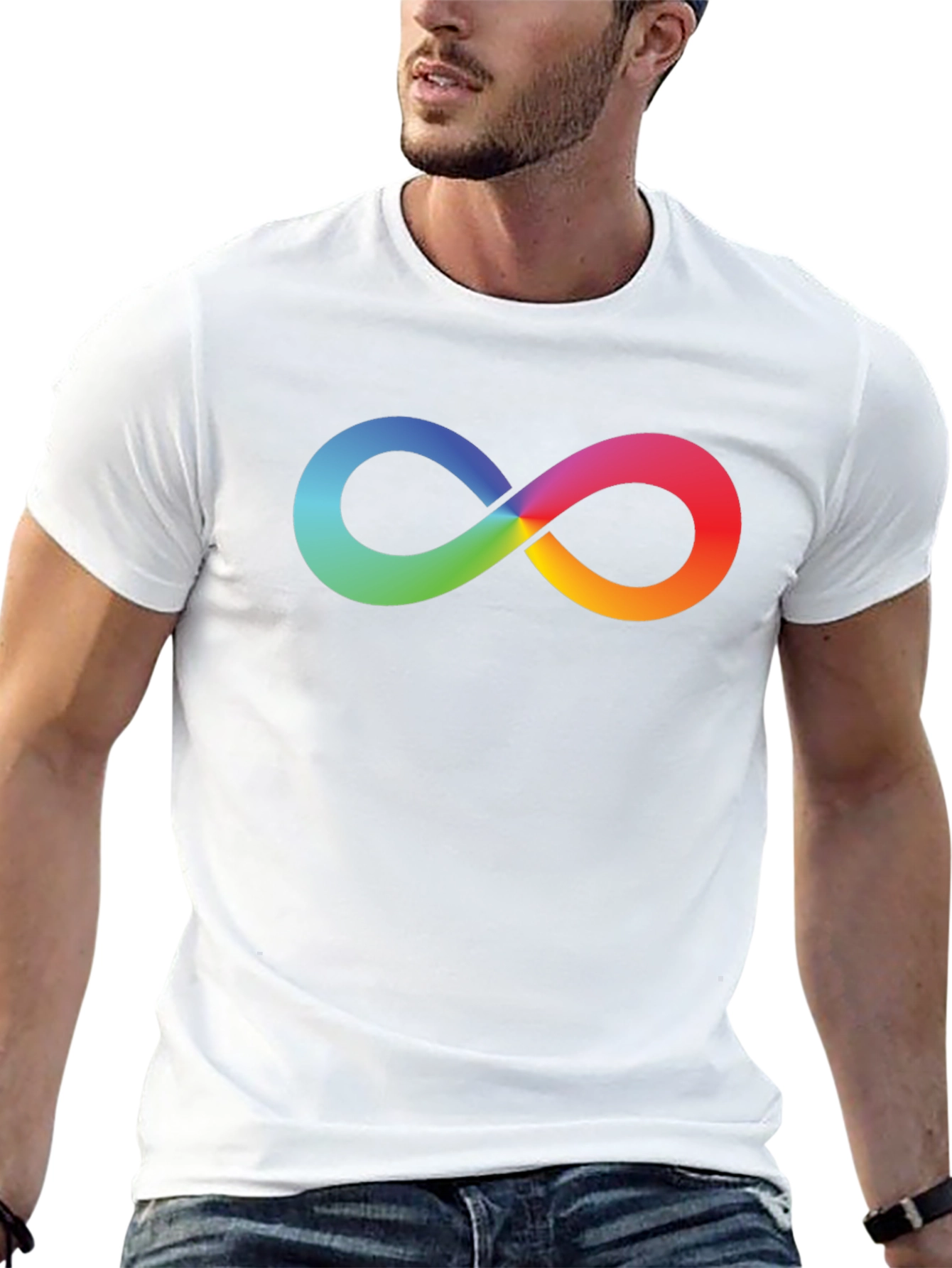 Black Rainbow Infinity Symbol Black T-Shirt view 13