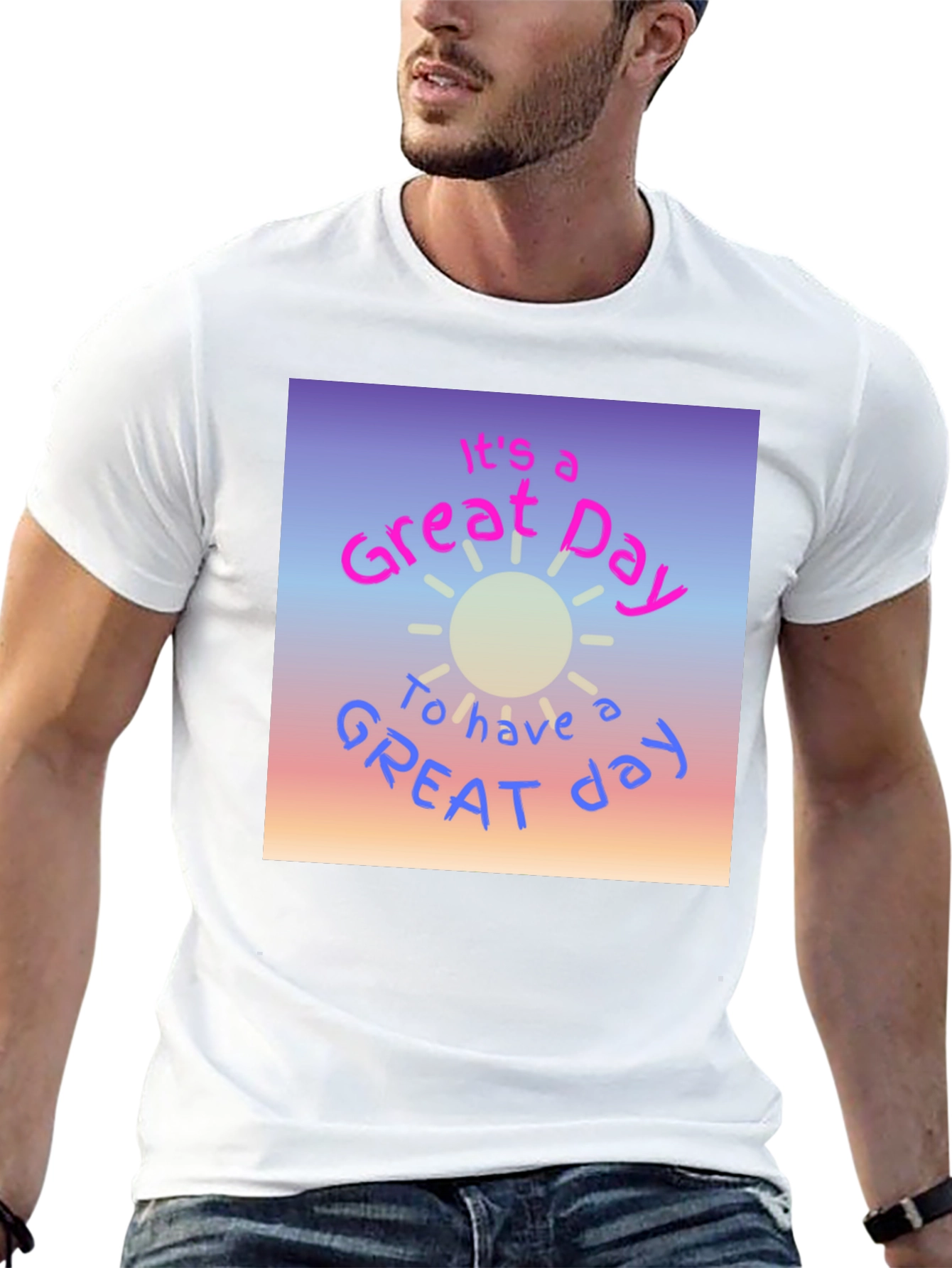 Black Great Day Graphic T-Shirt - Trendy Casual Tee view 13