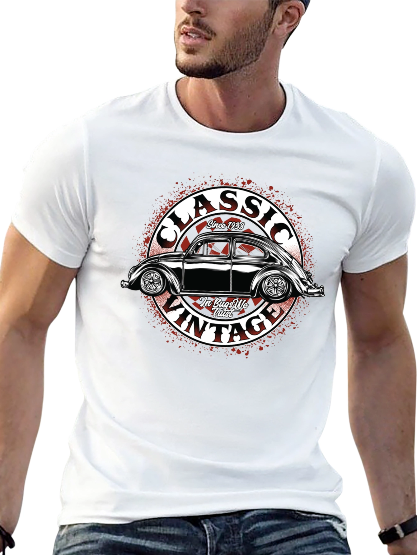 Black Classic Vintage Car T-Shirt view 13