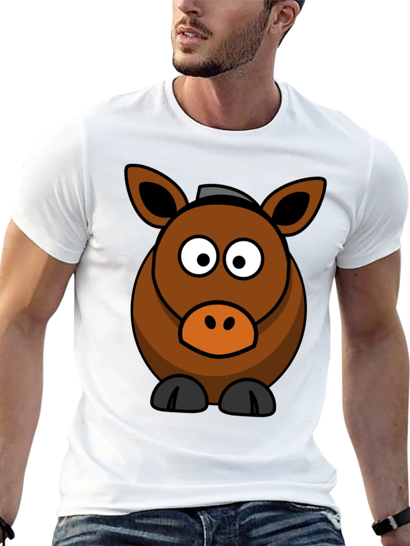 Black Cartoon Horse Graphic Tee view 13