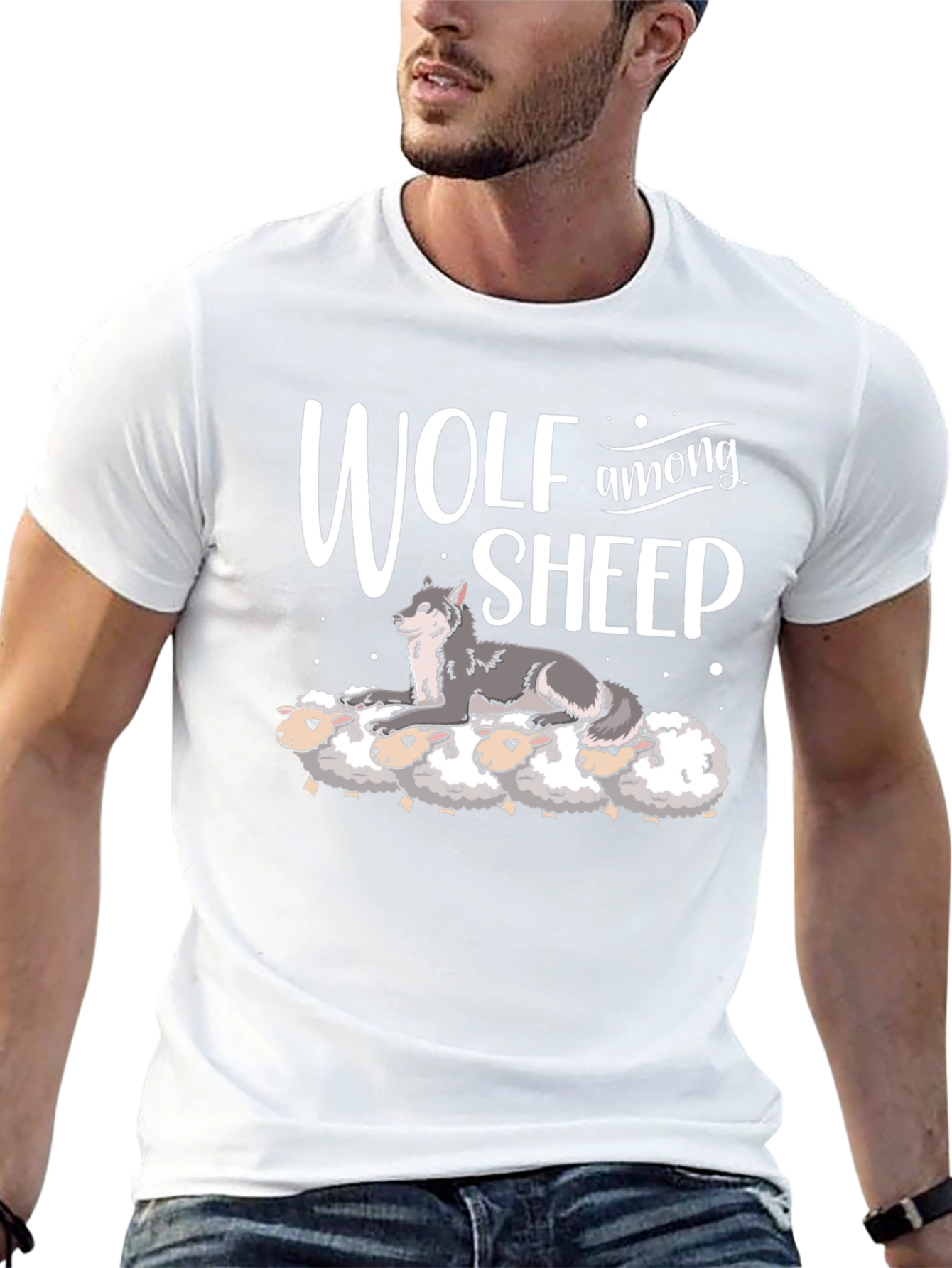 Black Wolf Among Sheep Graphic T-Shirt view 13