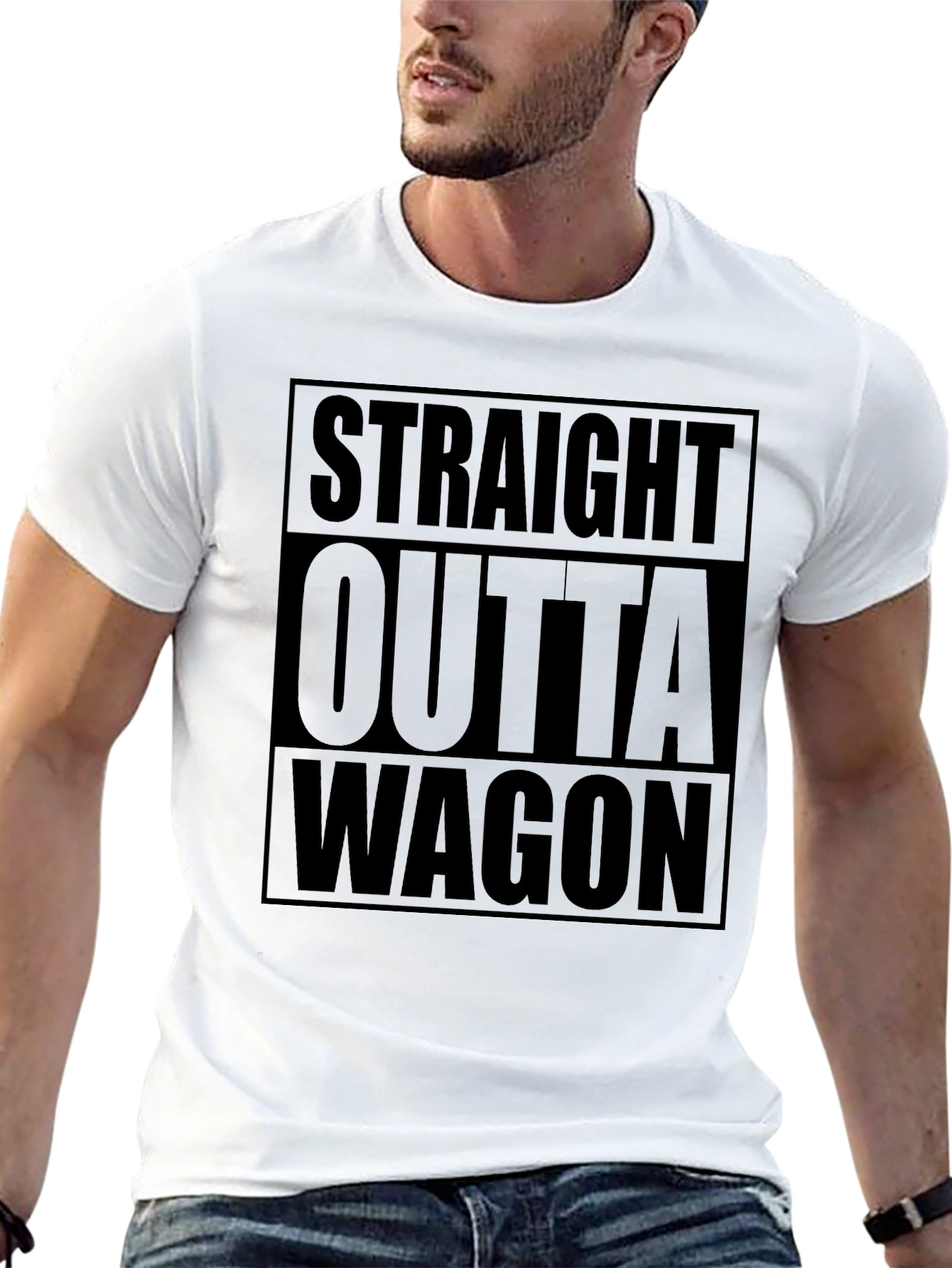Black Straight Outta Wagon - Novelty Graphic Tee view 13