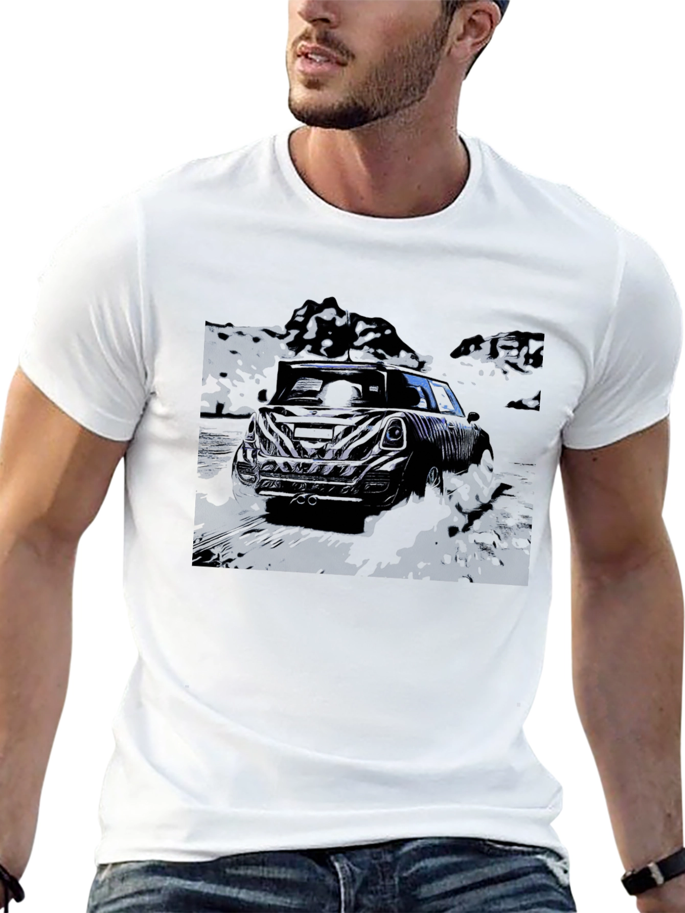 Black Cool Black Car Graphic Tee view 13