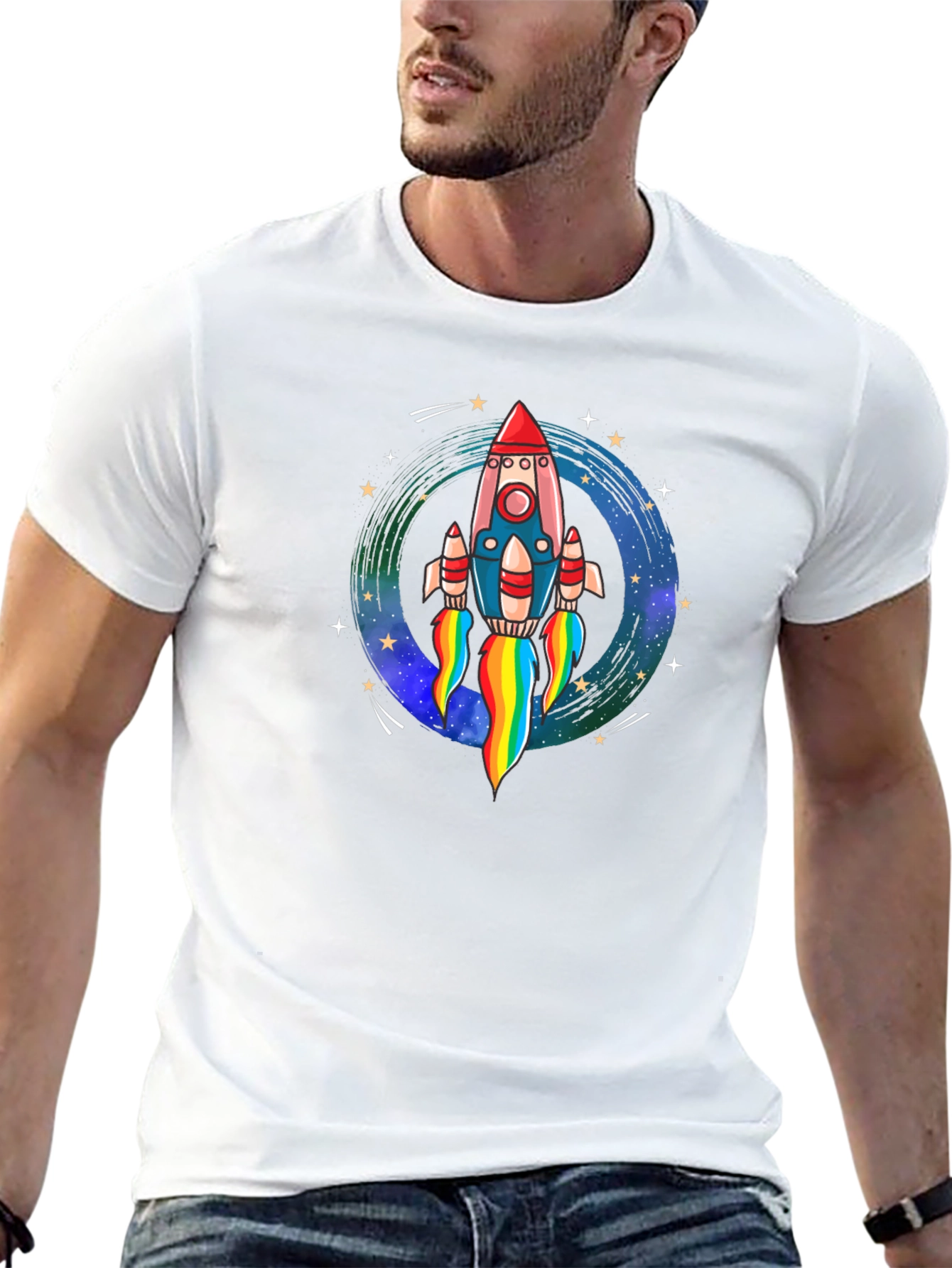 Black Rocket Launch Graphic Tee - Black Cotton Comfort view 13