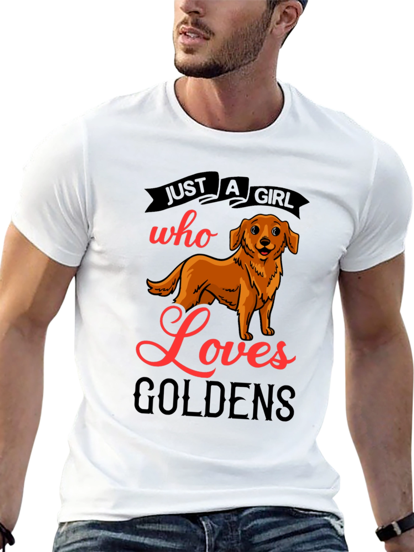 Black Golden Retriever Lover T-Shirt - "Just a Girl Who Loves Goldens" view 13