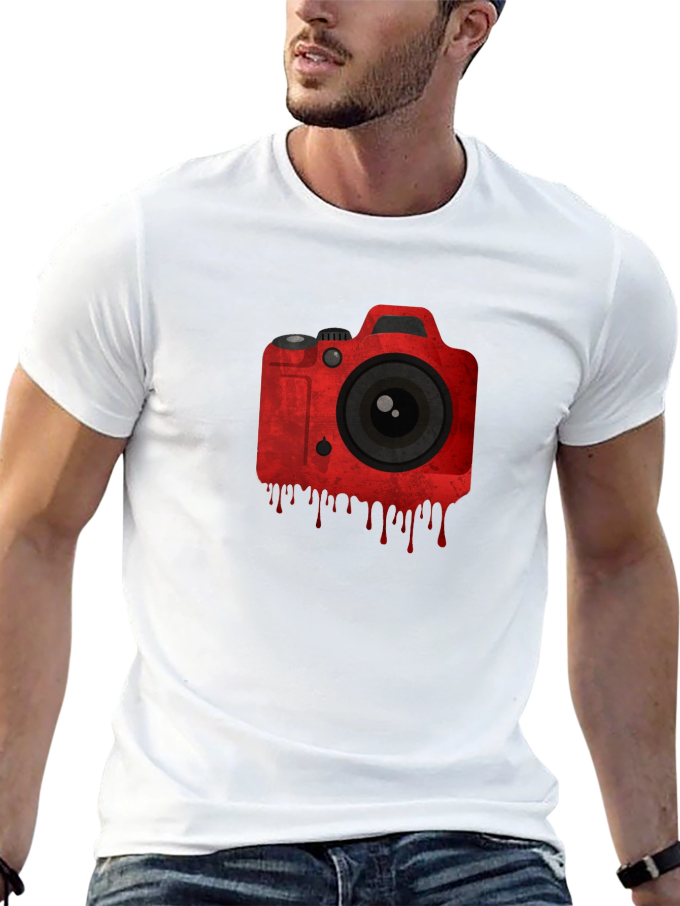 Black Red Camera Graphic Black T-Shirt view 13