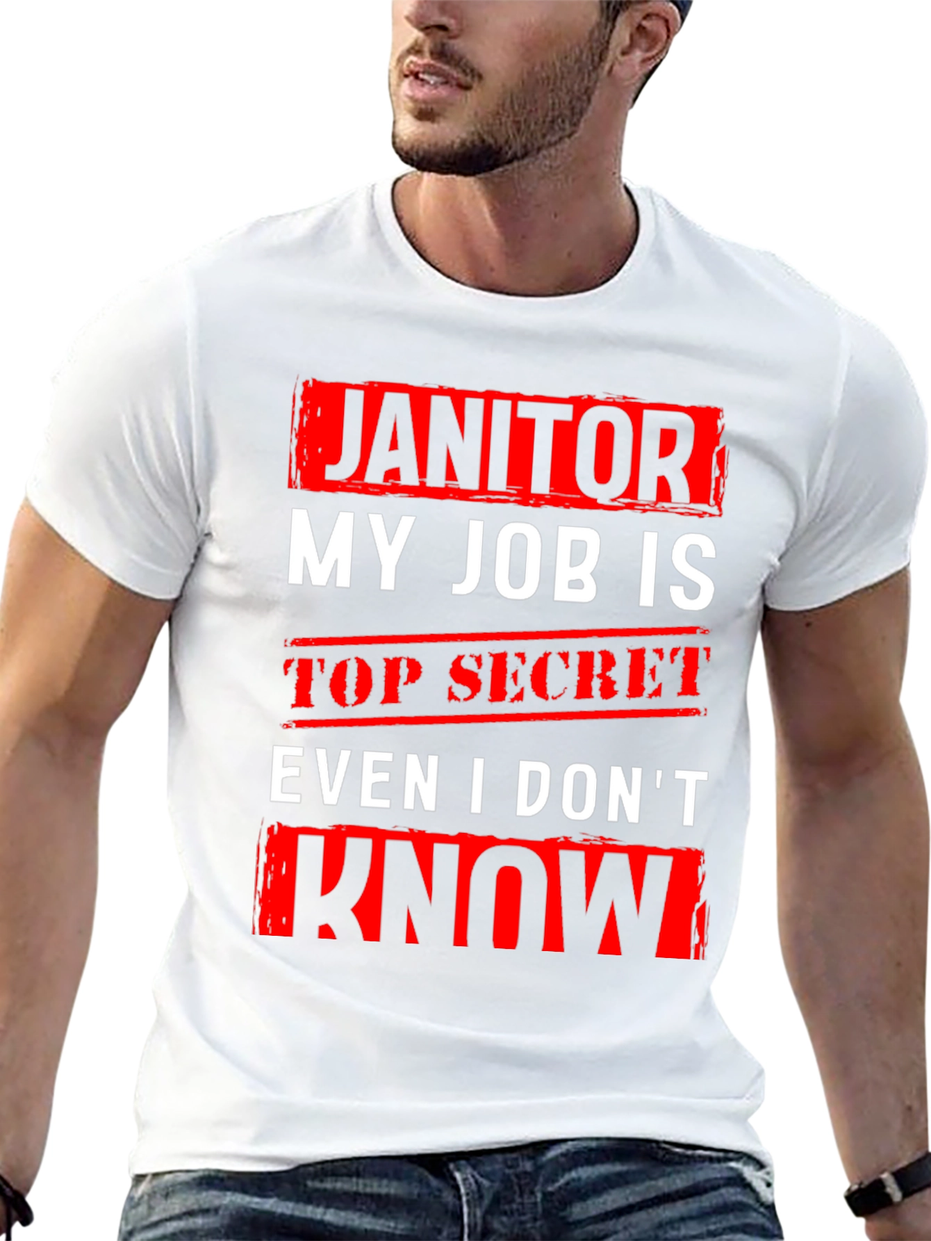 Black Janitor Top Secret Job T-Shirt view 13