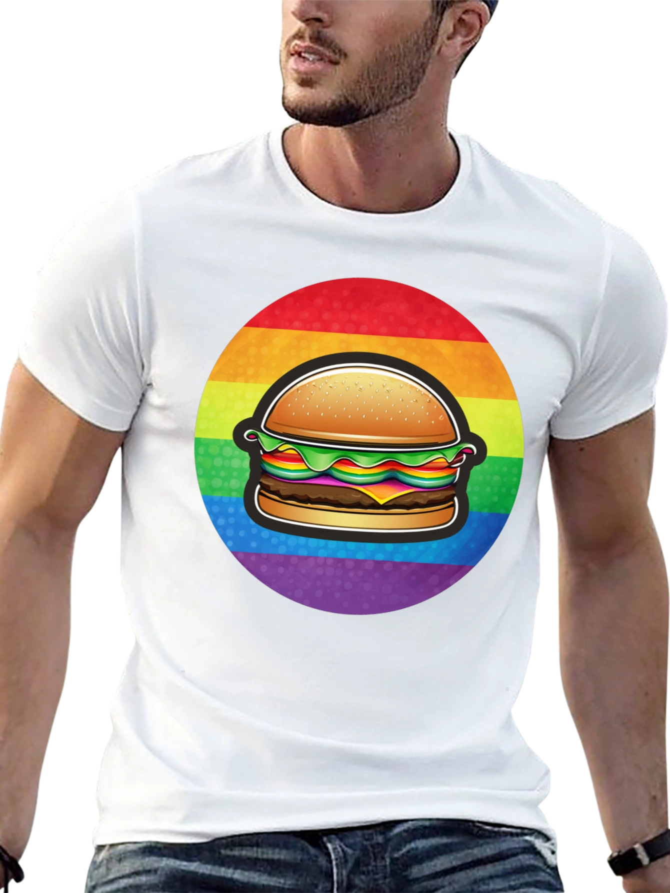 Black Rainbow Burger Graphic Tee - Pride Apparel view 13