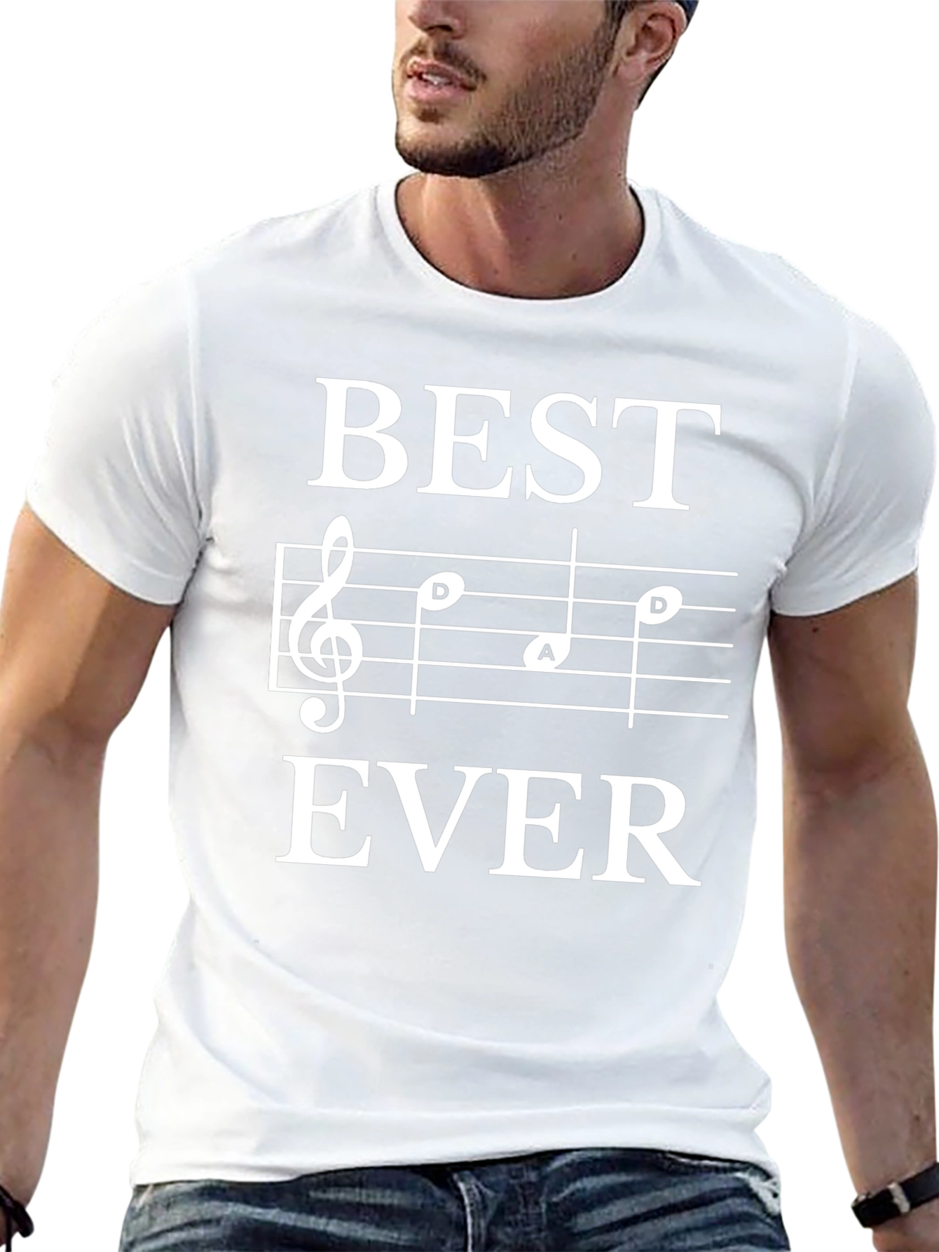 Black Best Dad Ever Music Note T-Shirt, Black view 13