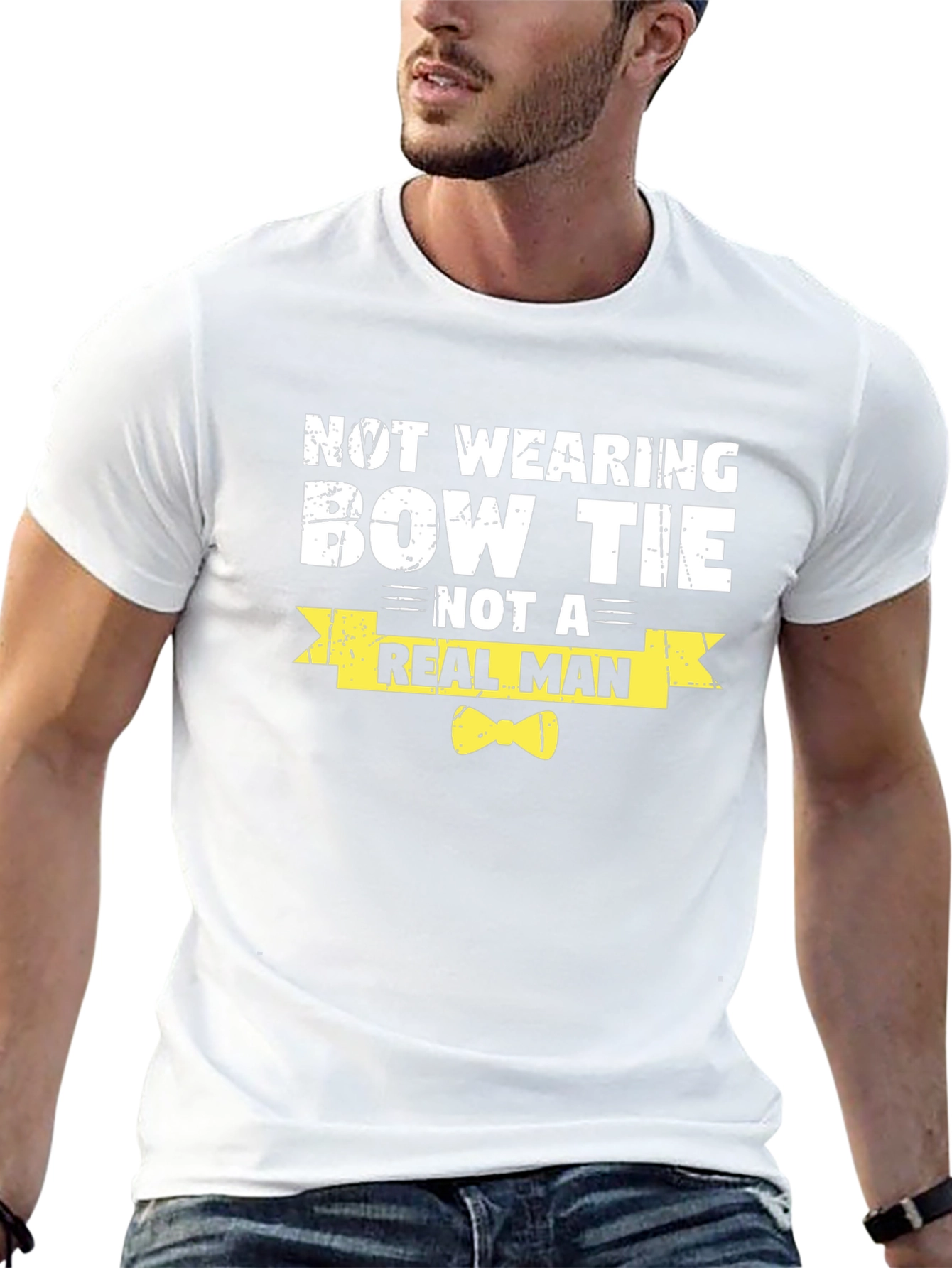 Black Bow Tie T-Shirt - Real Man Graphic Tee view 13