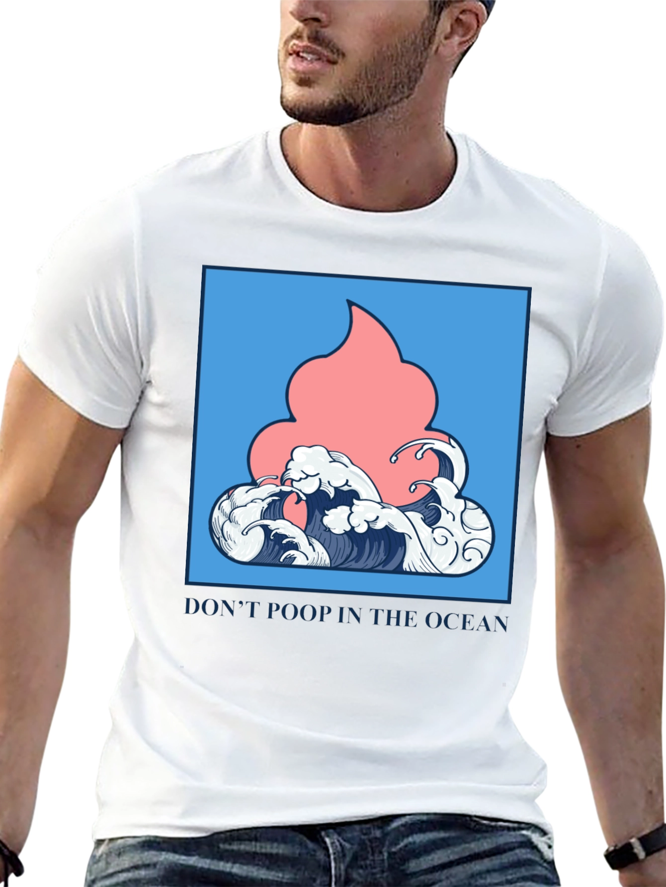Black Ocean Humor Tee - "Don't Poop in the Ocean" T-Shirt view 13