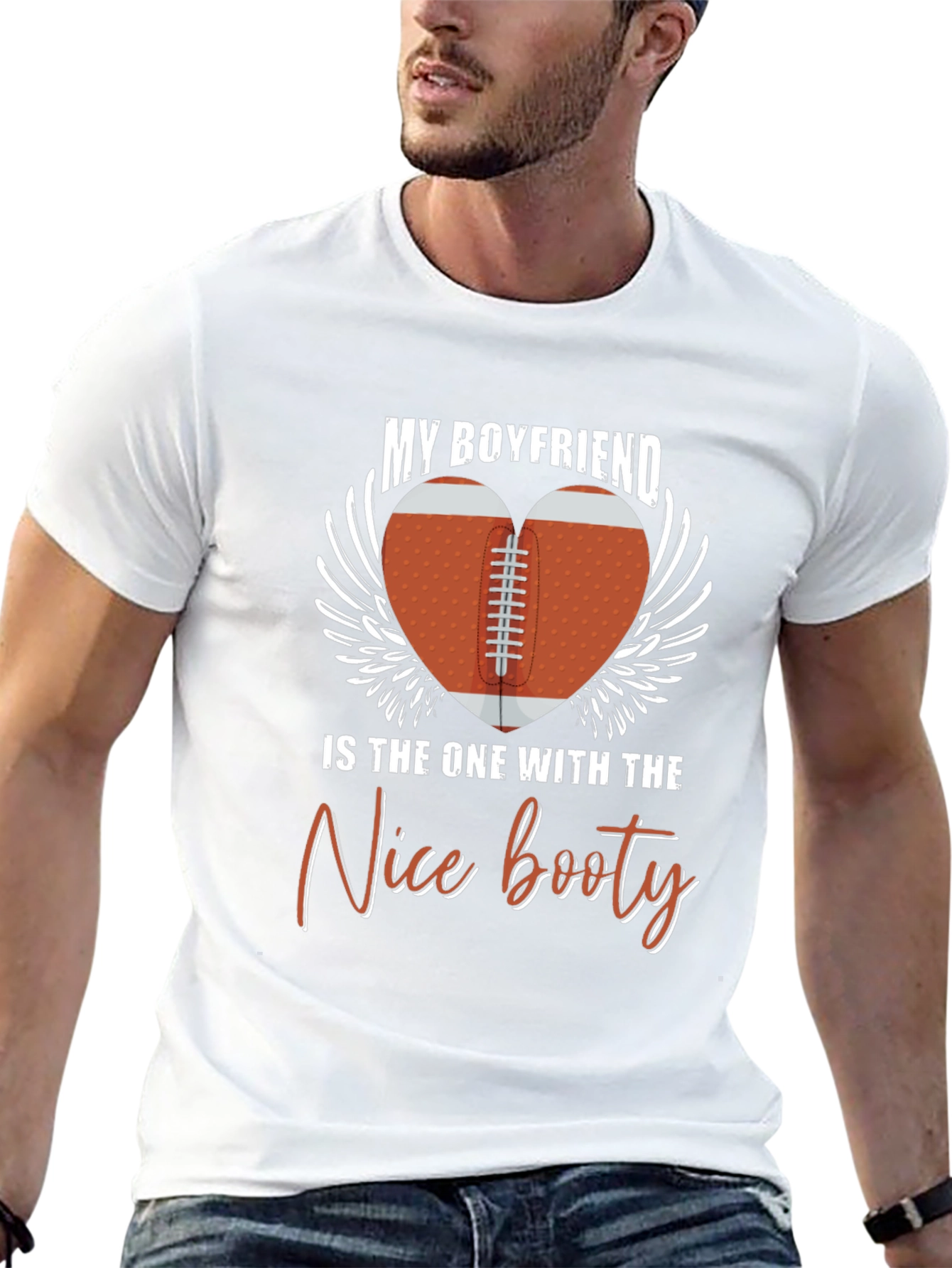 Black Boyfriend Nice Booty Football Heart Tee view 13