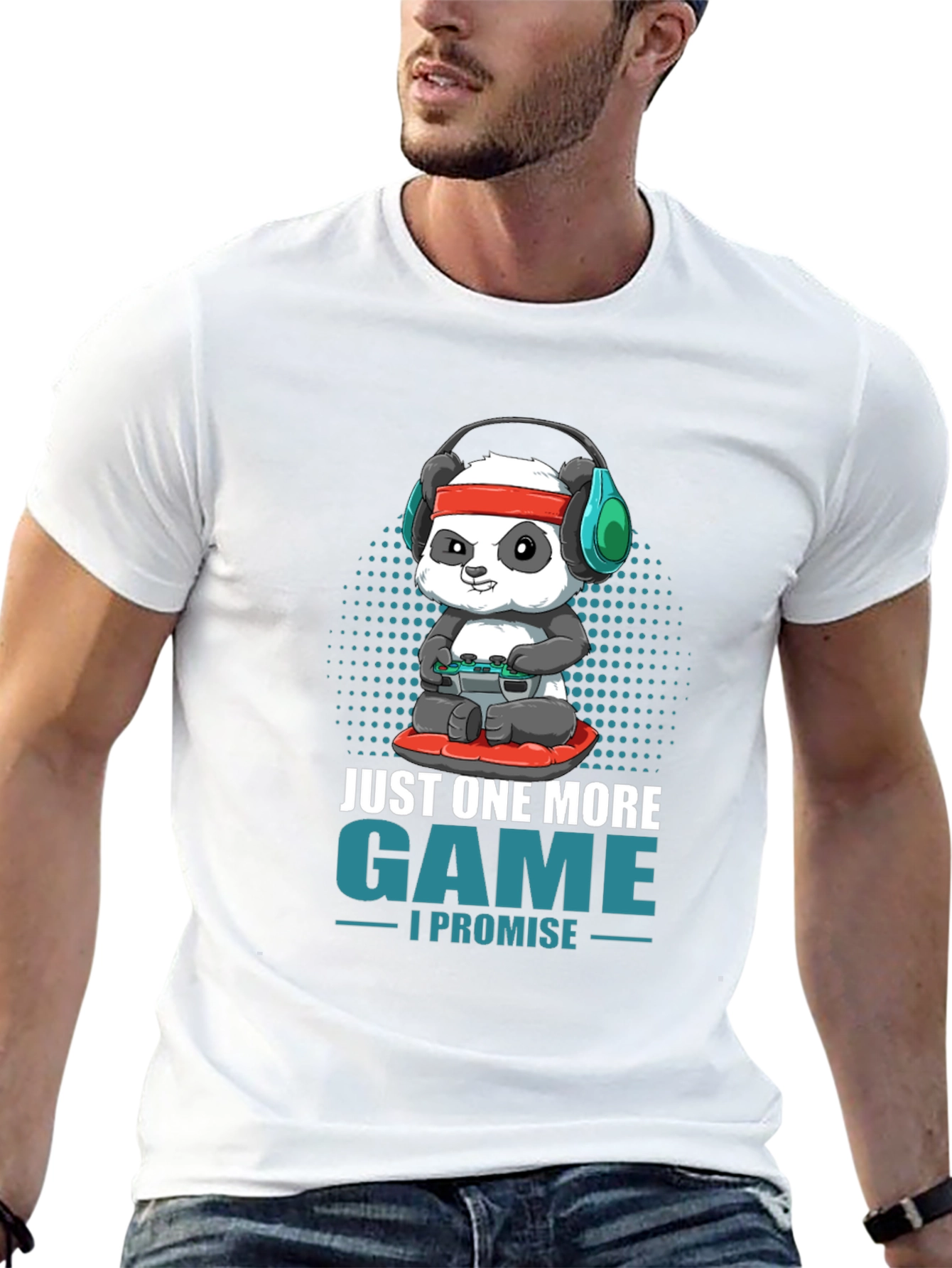 Black Gamer Panda T-Shirt - Just One More Game view 13