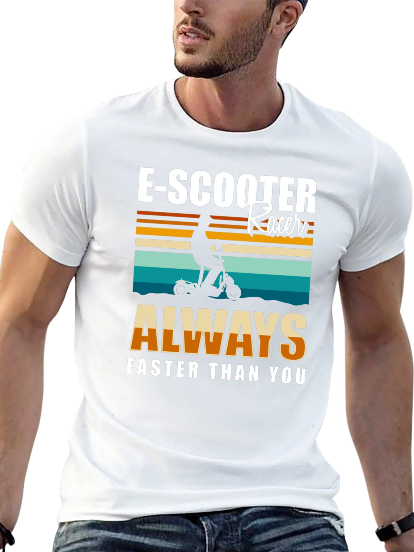 Black E-Scooter Racer Graphic T-Shirt - Always Faster Than You! view 13