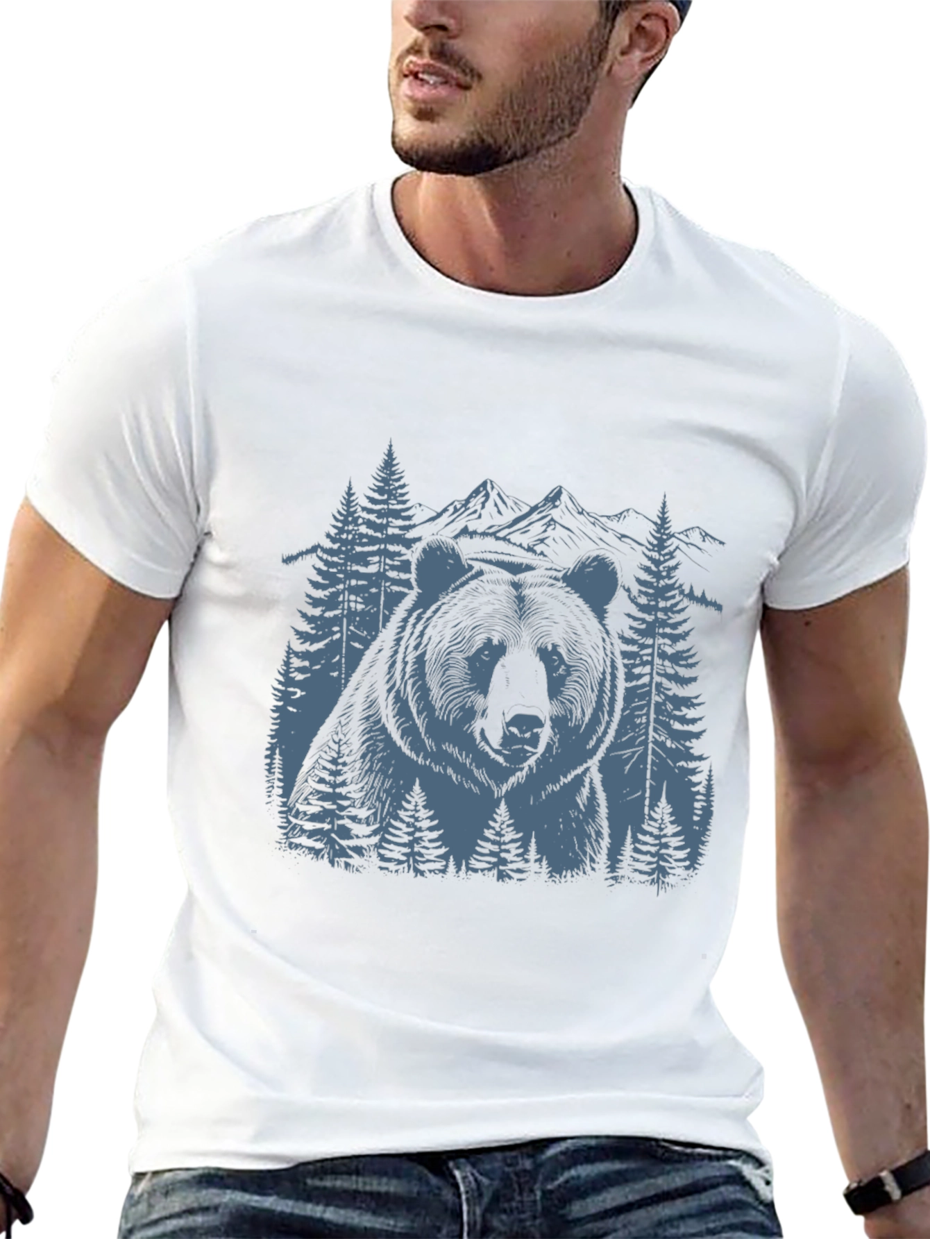 Black Bear Mountain Graphic Tee - Nature Inspired Black T-Shirt view 13