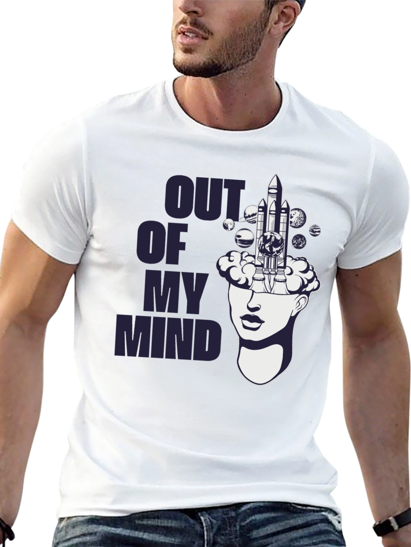 Black Out of My Mind Space Shuttle Graphic T-Shirt view 13