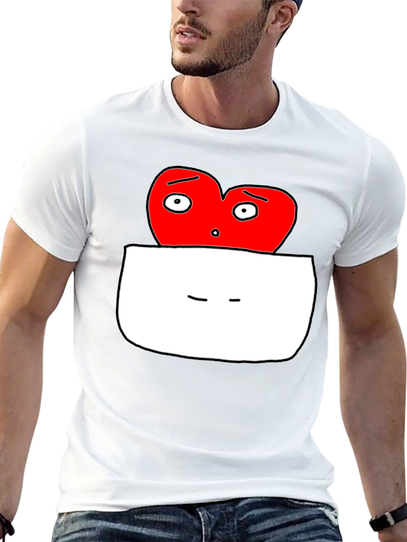 Black Heart Pocket Graphic T-Shirt - Funny Cartoon Tee view 13