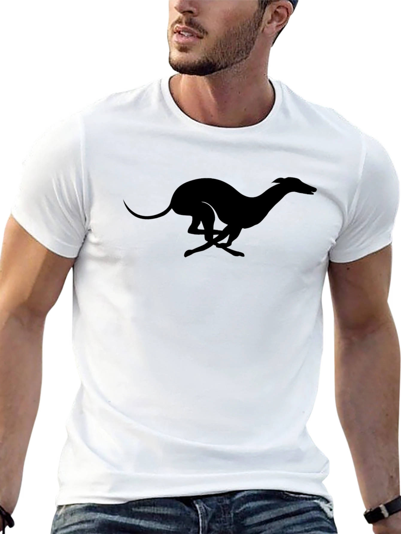 Sleek Greyhound Silhouette Black T-Shirt - 13
