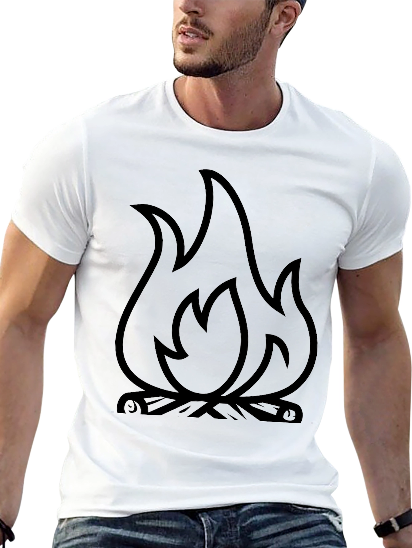 Black Fire Graphic T-Shirt - Black Cotton Blend Tee view 13