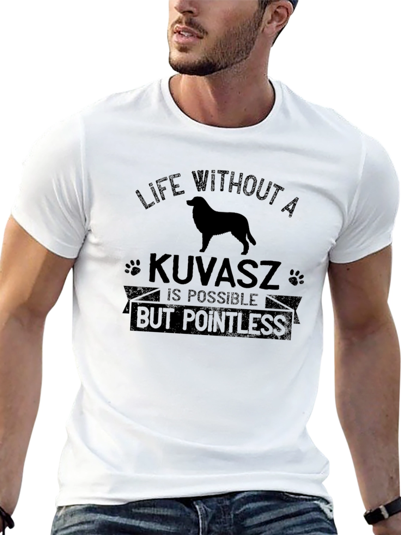 Black Kuvasz Dog T-Shirt - Life Without a Kuvasz is Pointless view 13