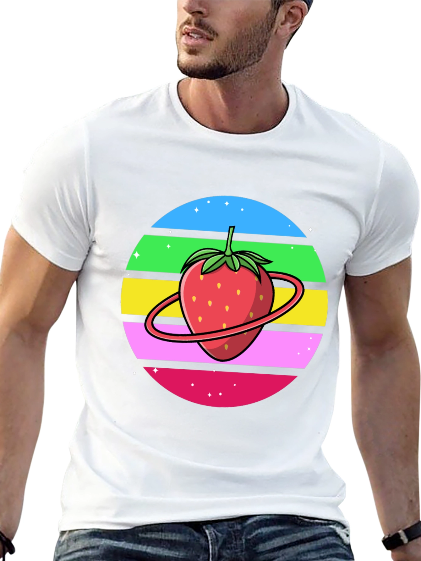 Black Strawberry Planet Graphic Tee - Black Cotton Blend view 13