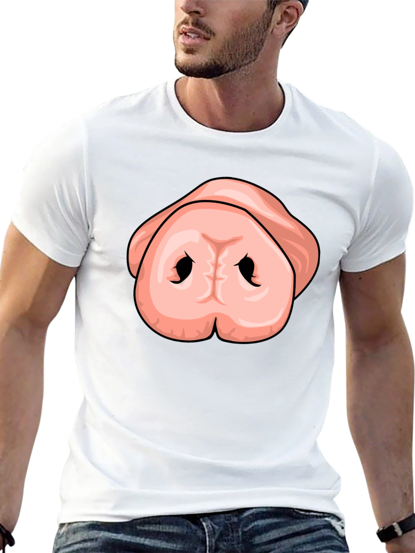 Black Funny Pig Nose T-Shirt - Unisex Graphic Tee view 13