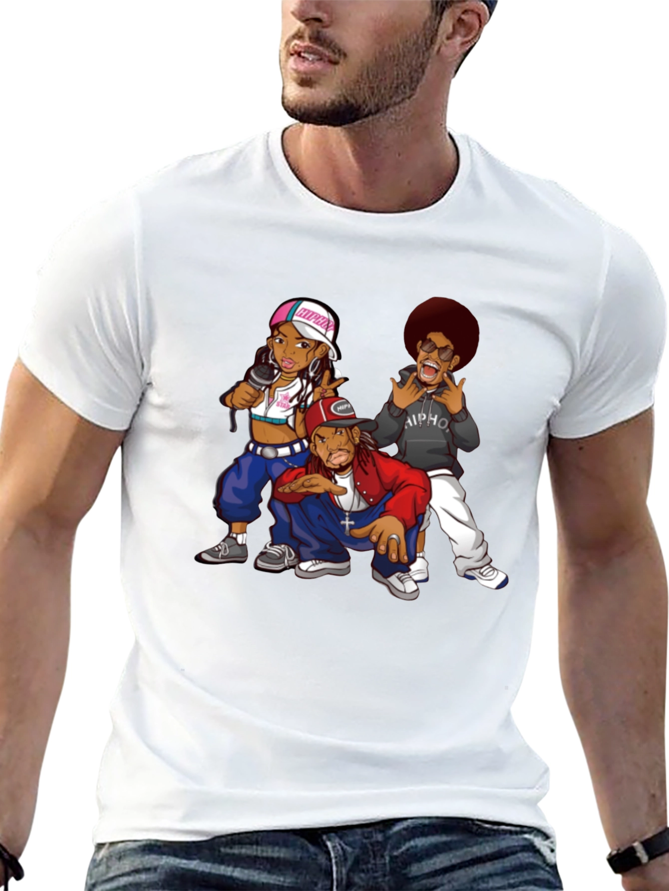 Black Cartoon Hip-Hop Group Black T-Shirt view 13