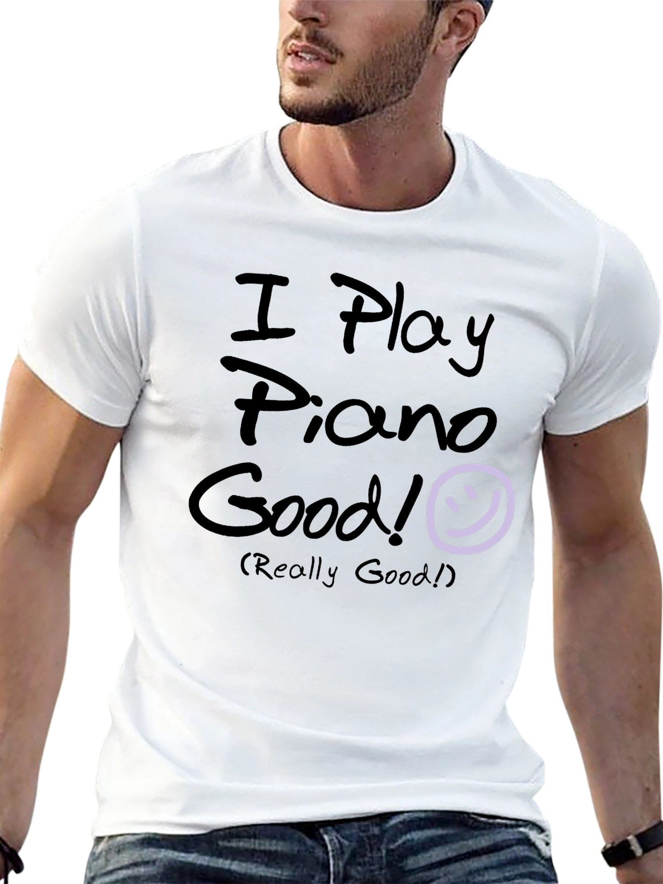 Black I Play Piano Good! Black Graphic T-Shirt view 13
