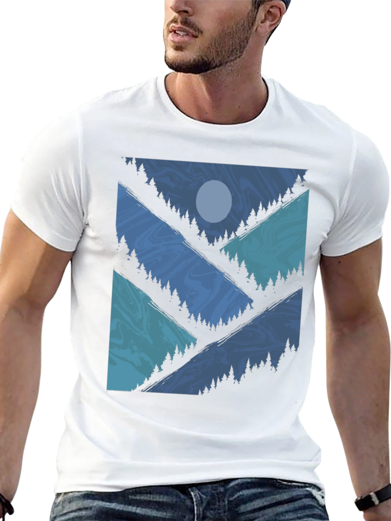 Black Nature Scene Graphic Tee - Men's Black T-Shirt view 13