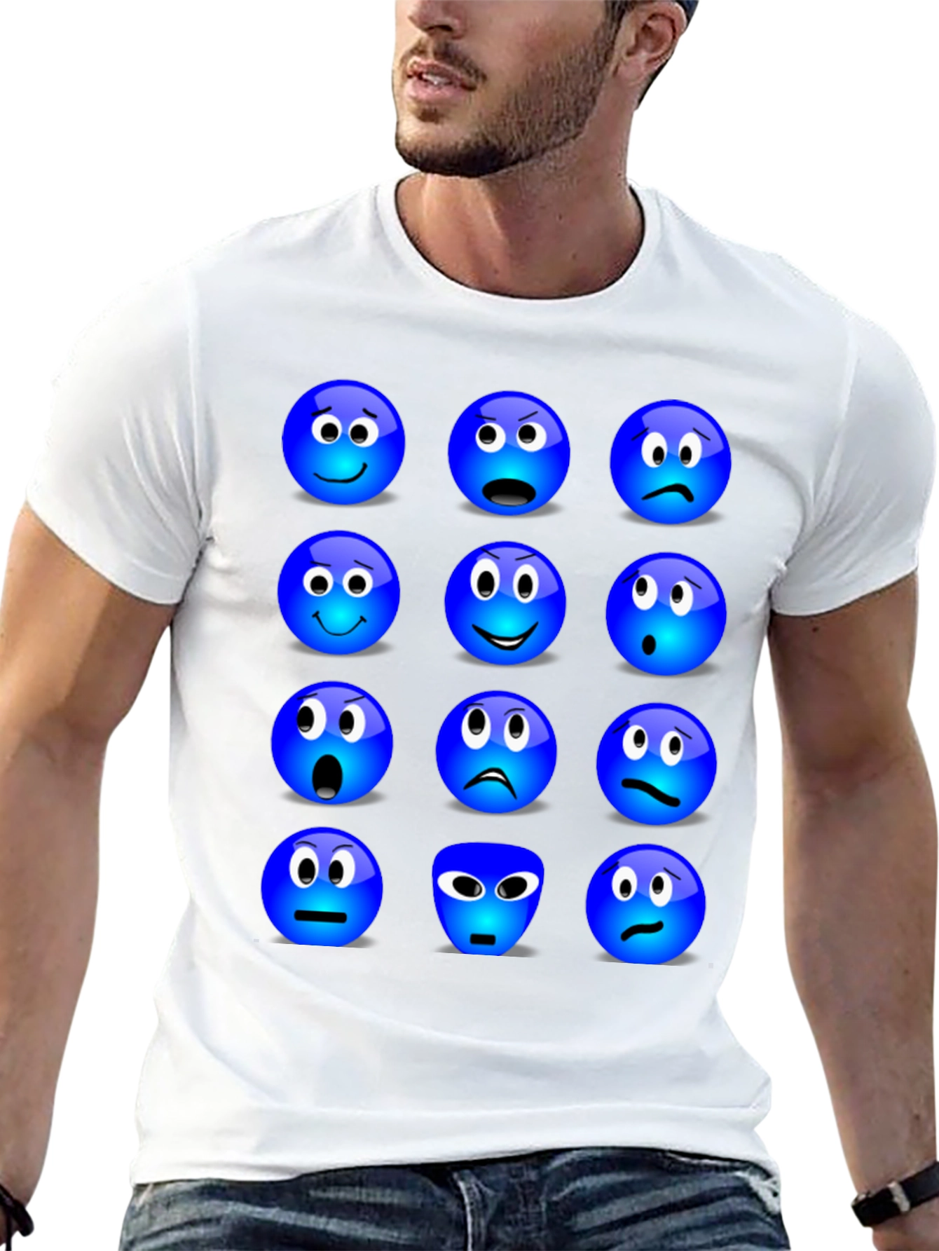 Black Emoji Expressions Graphic T-Shirt view 13