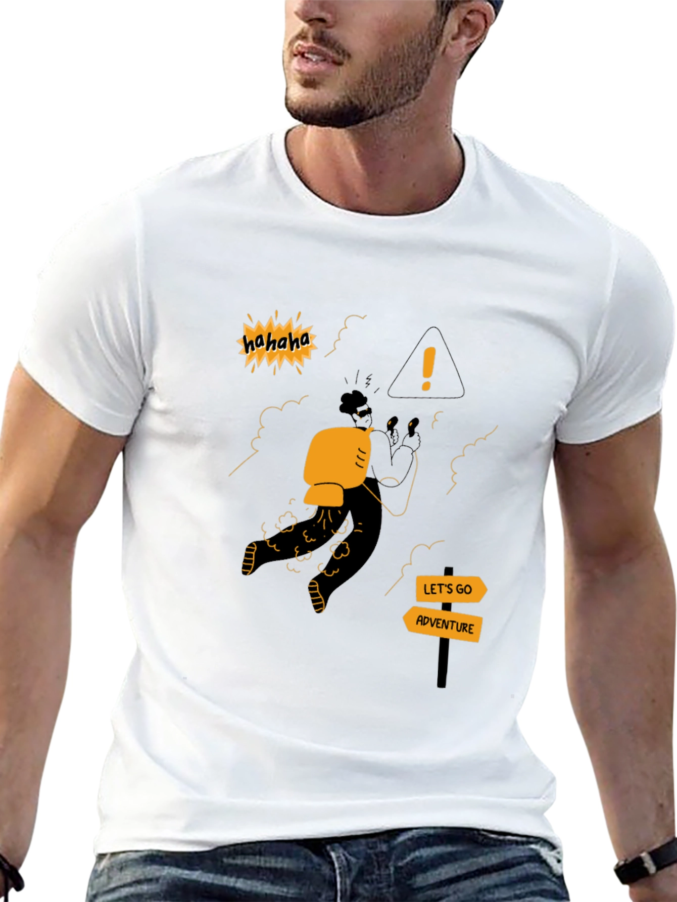 Black Adventure Seeker T-Shirt - Humorous Graphic Tee view 13