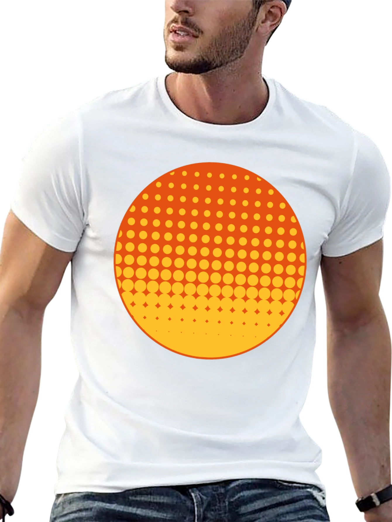 Black Retro Halftone Circle Graphic Tee - Black view 13
