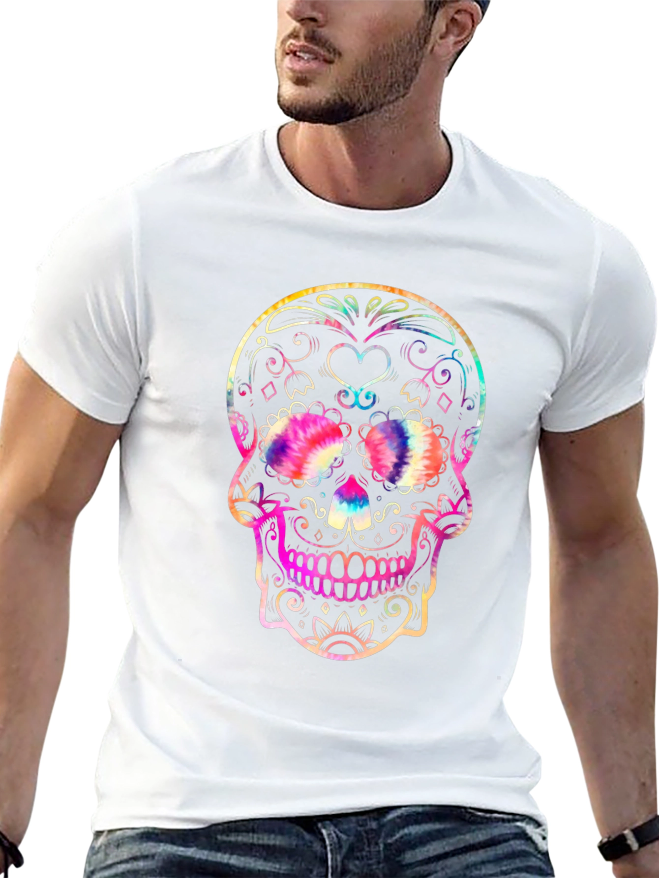 Black Sugar Skull Graphic Tee - Black Cotton Blend view 13