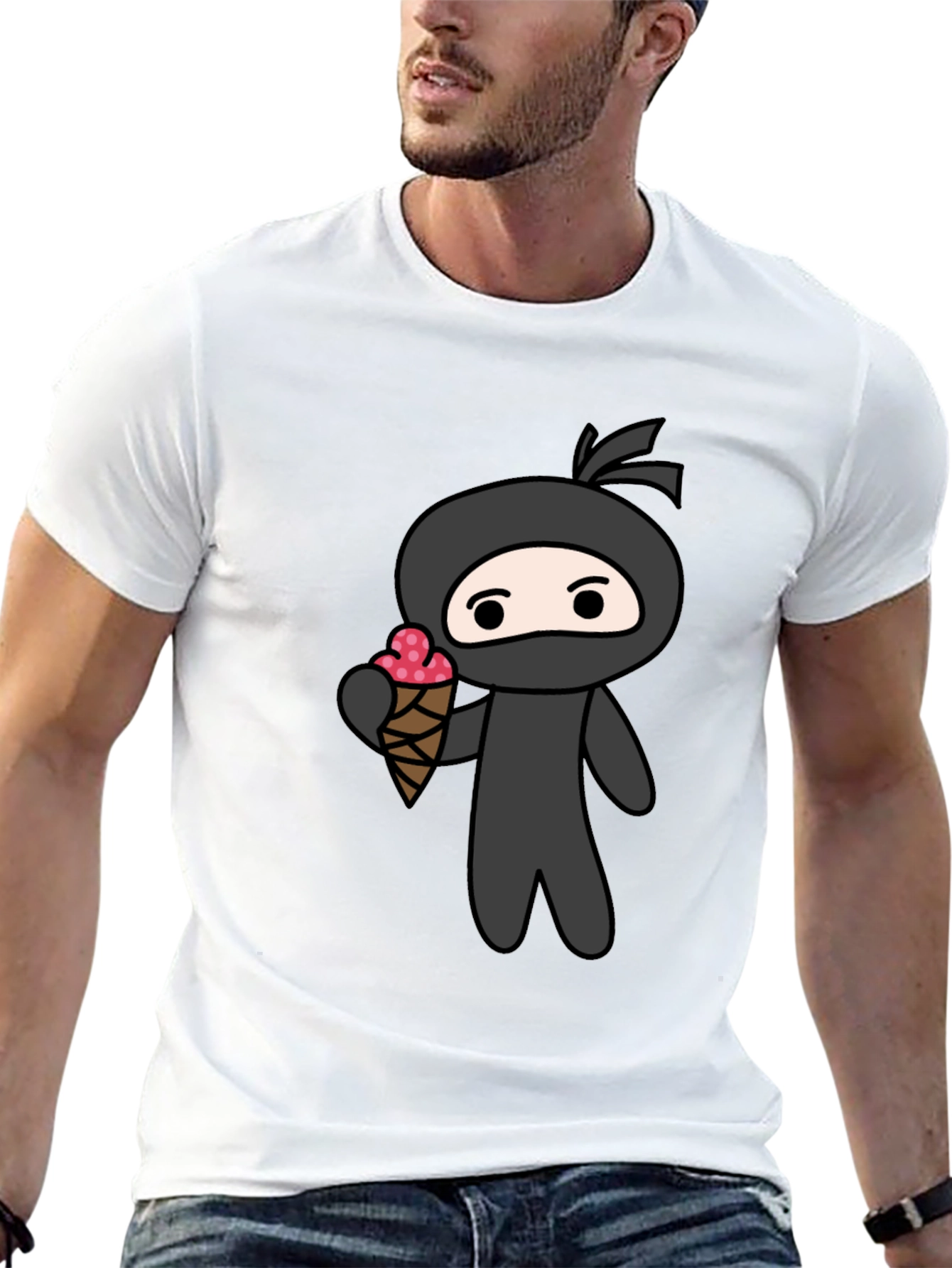 Black Ninja Ice Cream T-Shirt - Fun Graphic Tee view 13