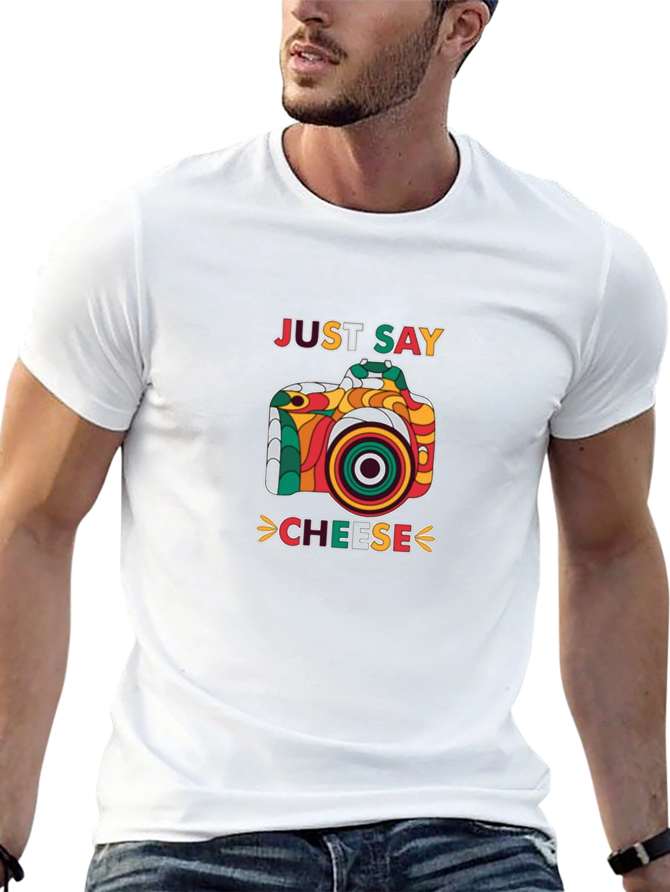 Black Just Say Cheese Retro Camera Graphic T-Shirt view 13