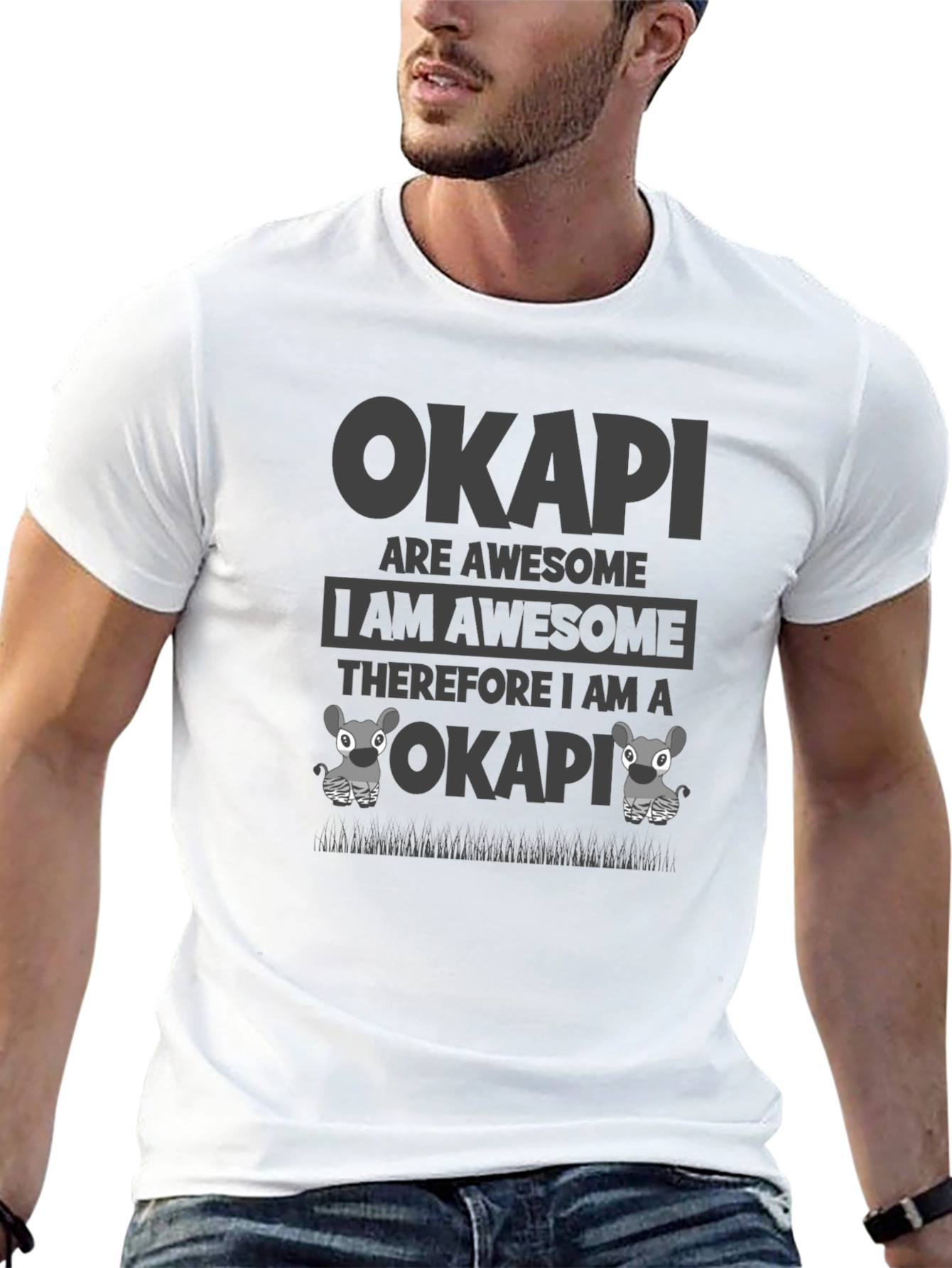 Black Okapi Are Awesome Black Graphic T-Shirt view 13