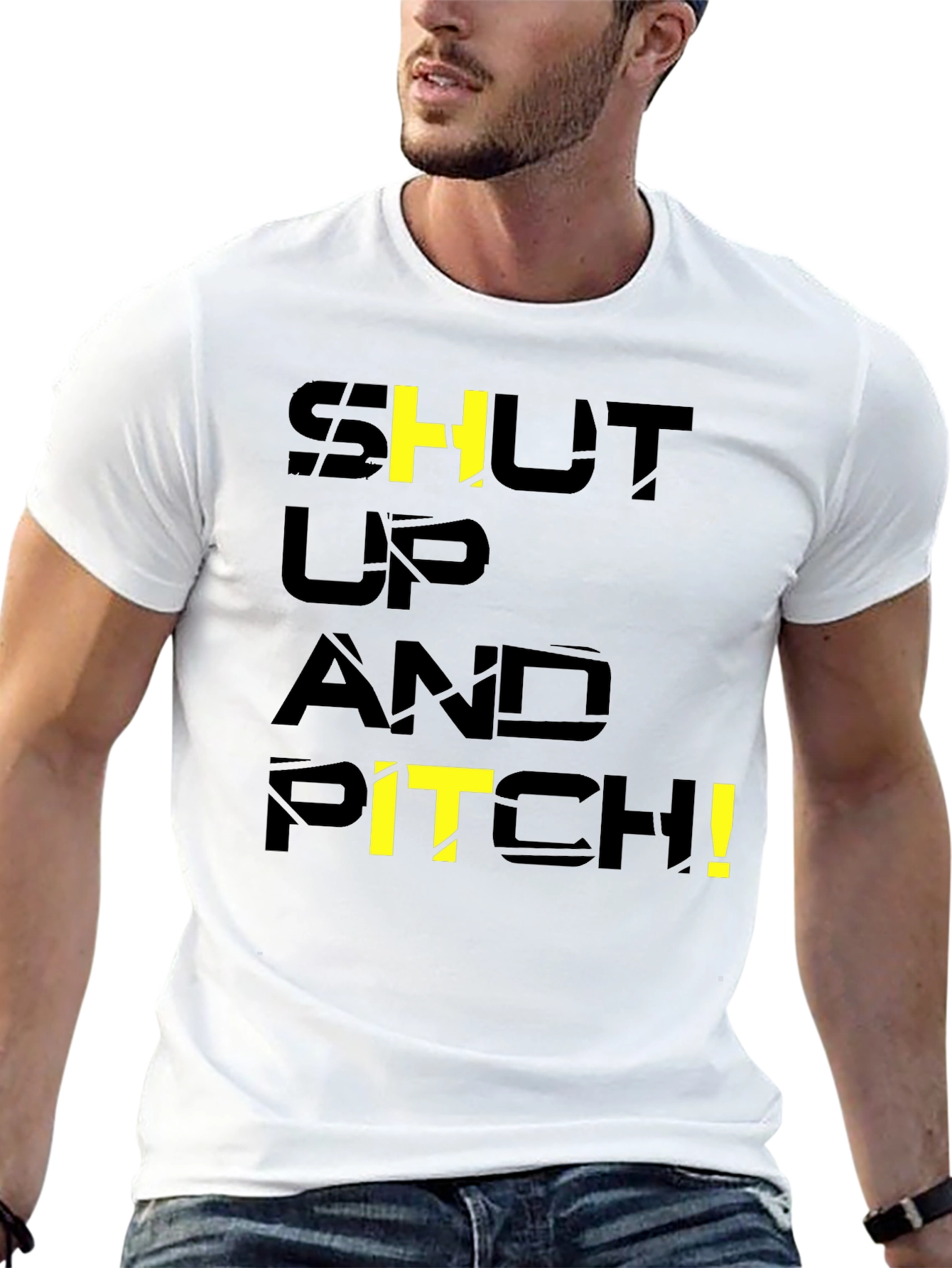 Black Shut Up and Pitch! Black Graphic T-Shirt view 13