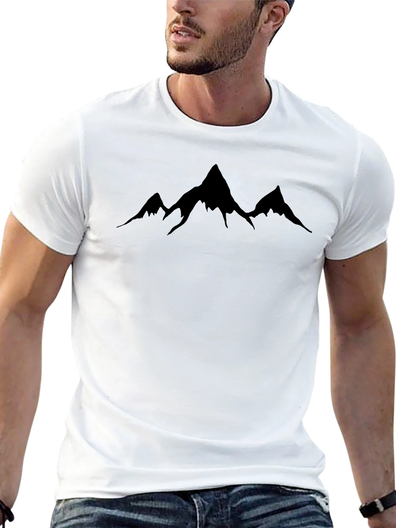 Black Men's Black Mountain Silhouette T-Shirt view 13
