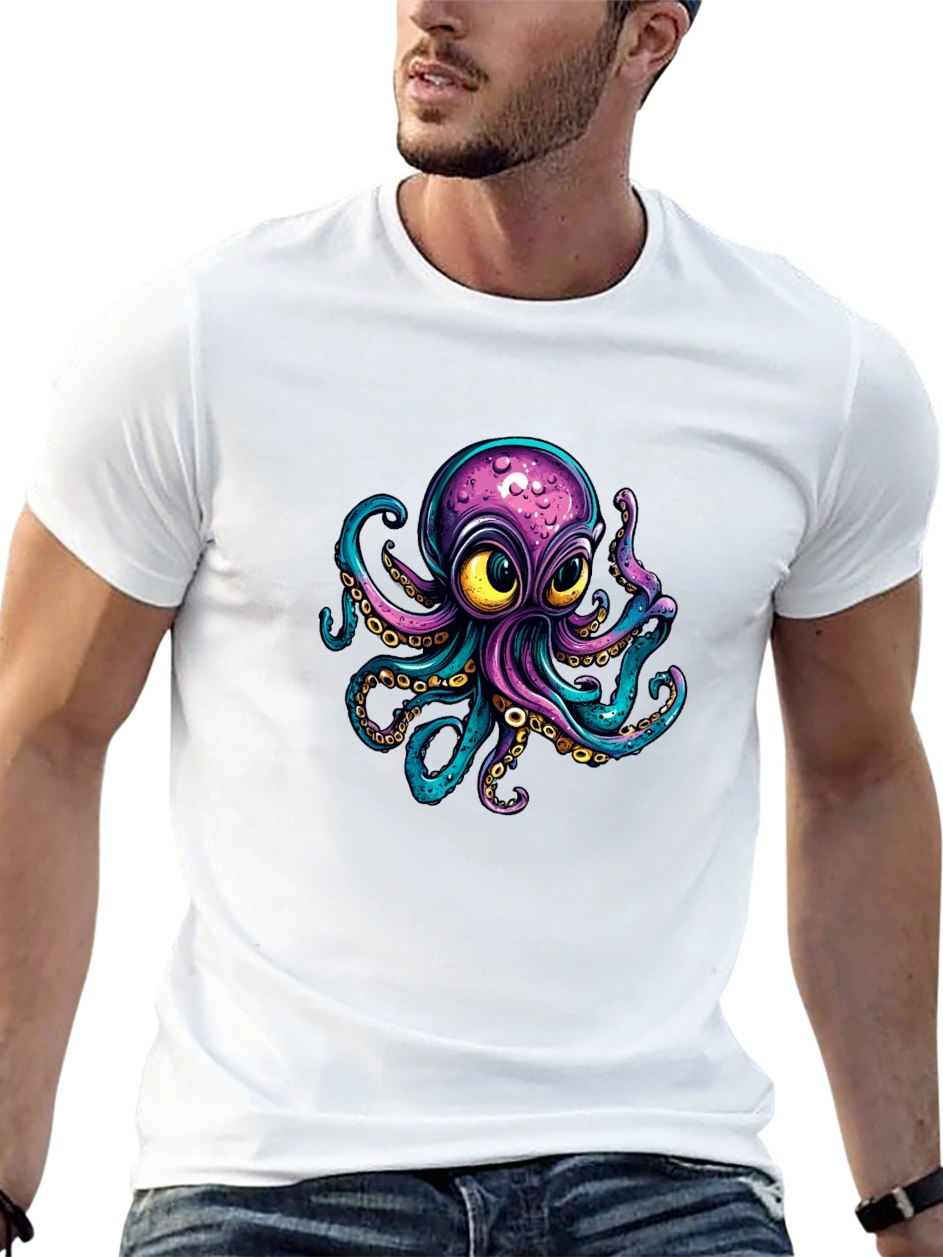 Black Octopus Graphic T-Shirt - Unique Design Tee view 13