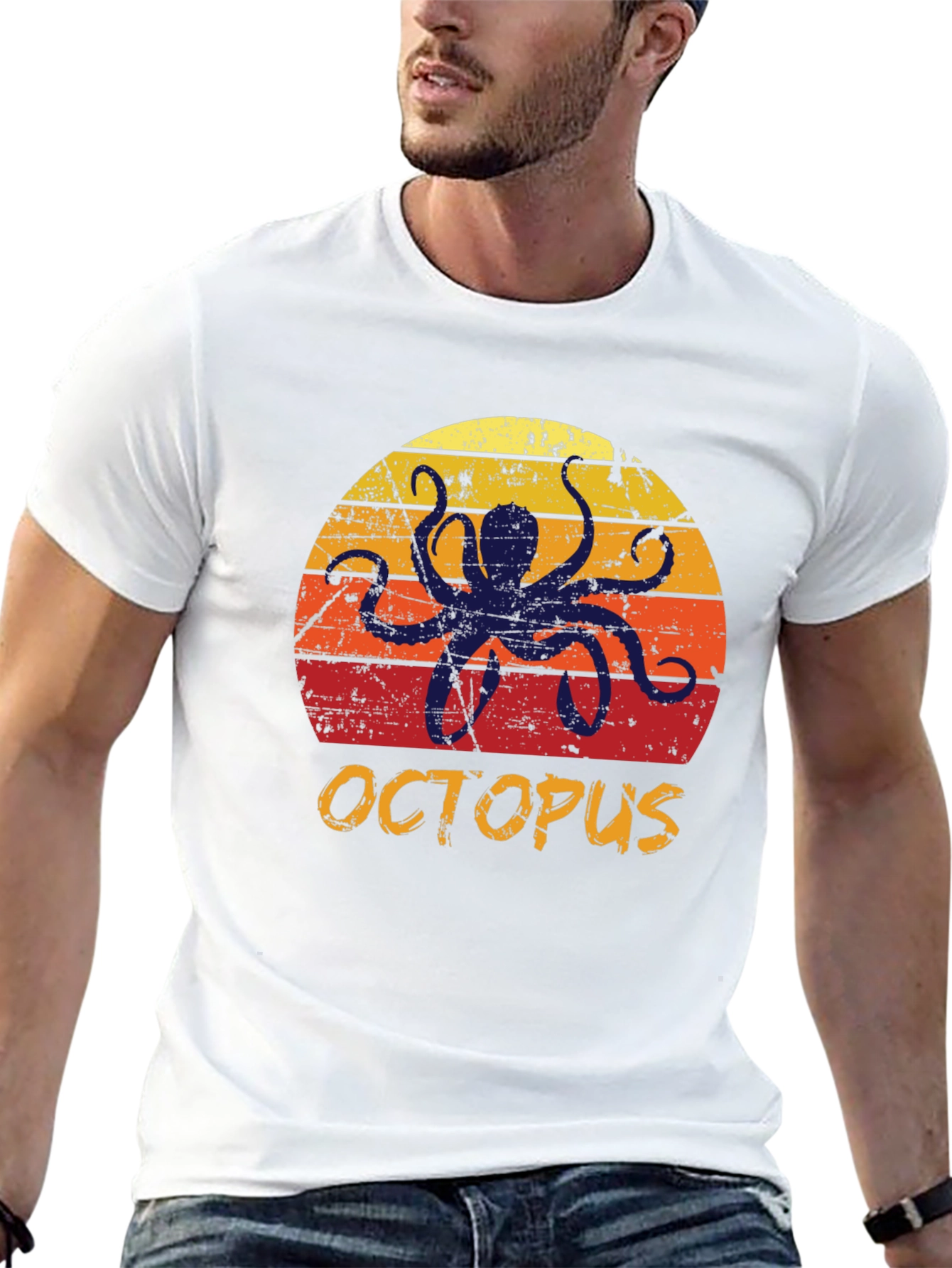 Black Retro Octopus Graphic T-Shirt view 13