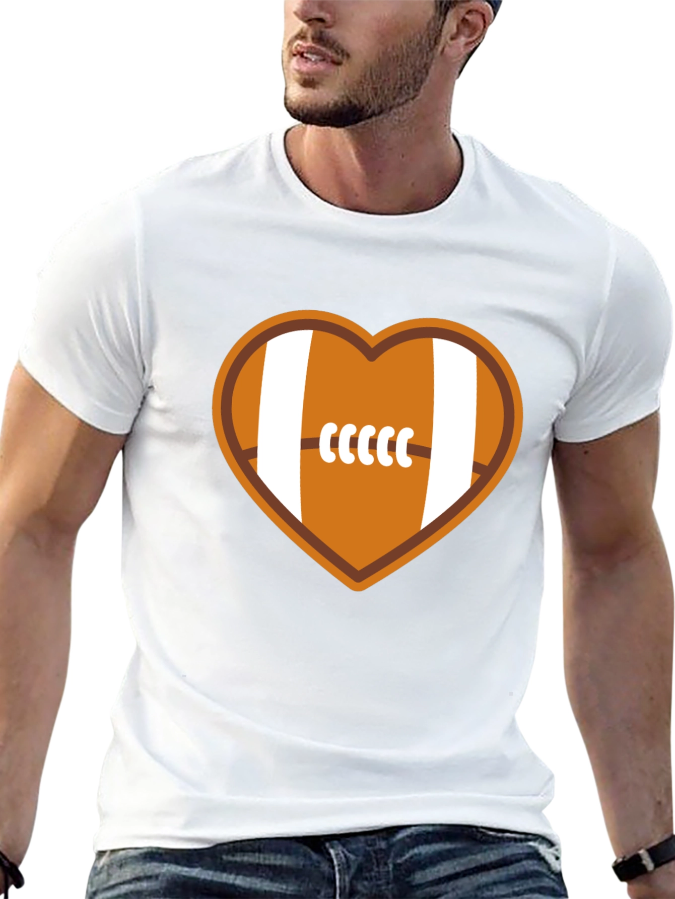 Black Football Heart Graphic Tee - Soft Cotton Blend view 13