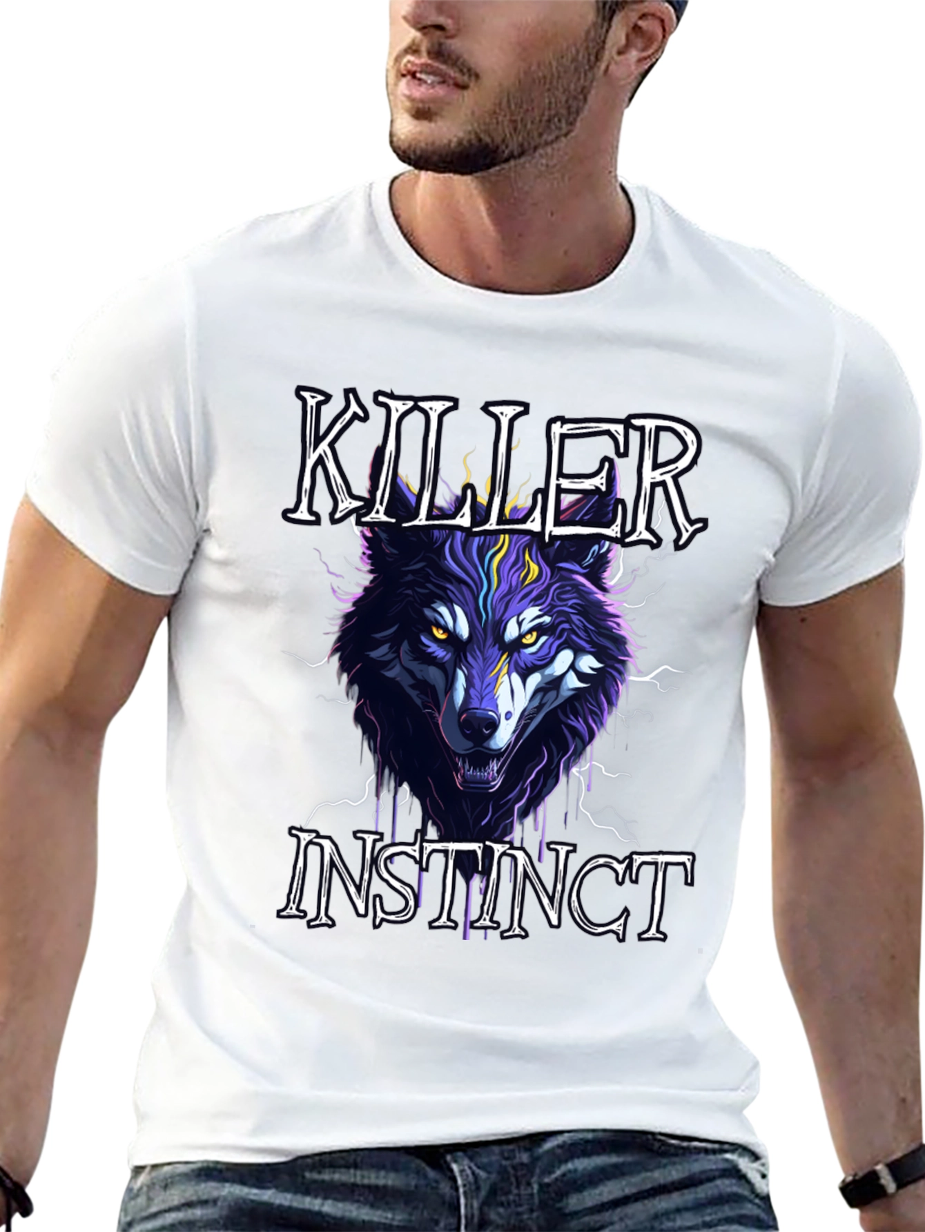 Black Killer Instinct Wolf Graphic Tee - Black view 13