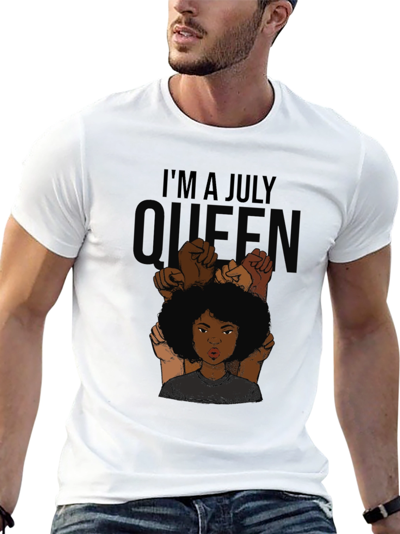 Black I'm a July Queen Black T-Shirt view 13