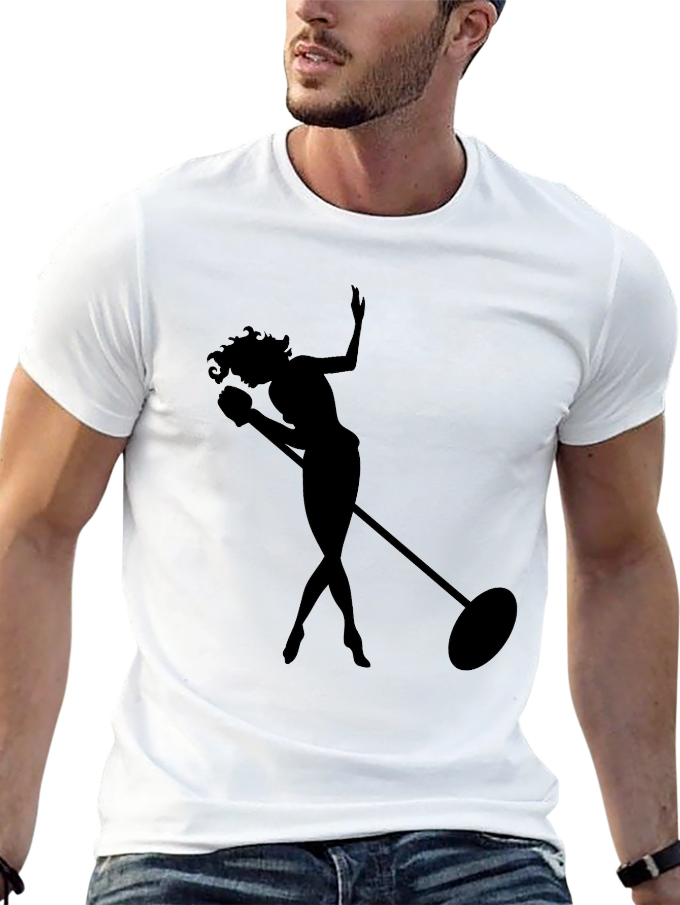 Black Silhouette Singer Graphic Tee - Soft Black T-Shirt view 13