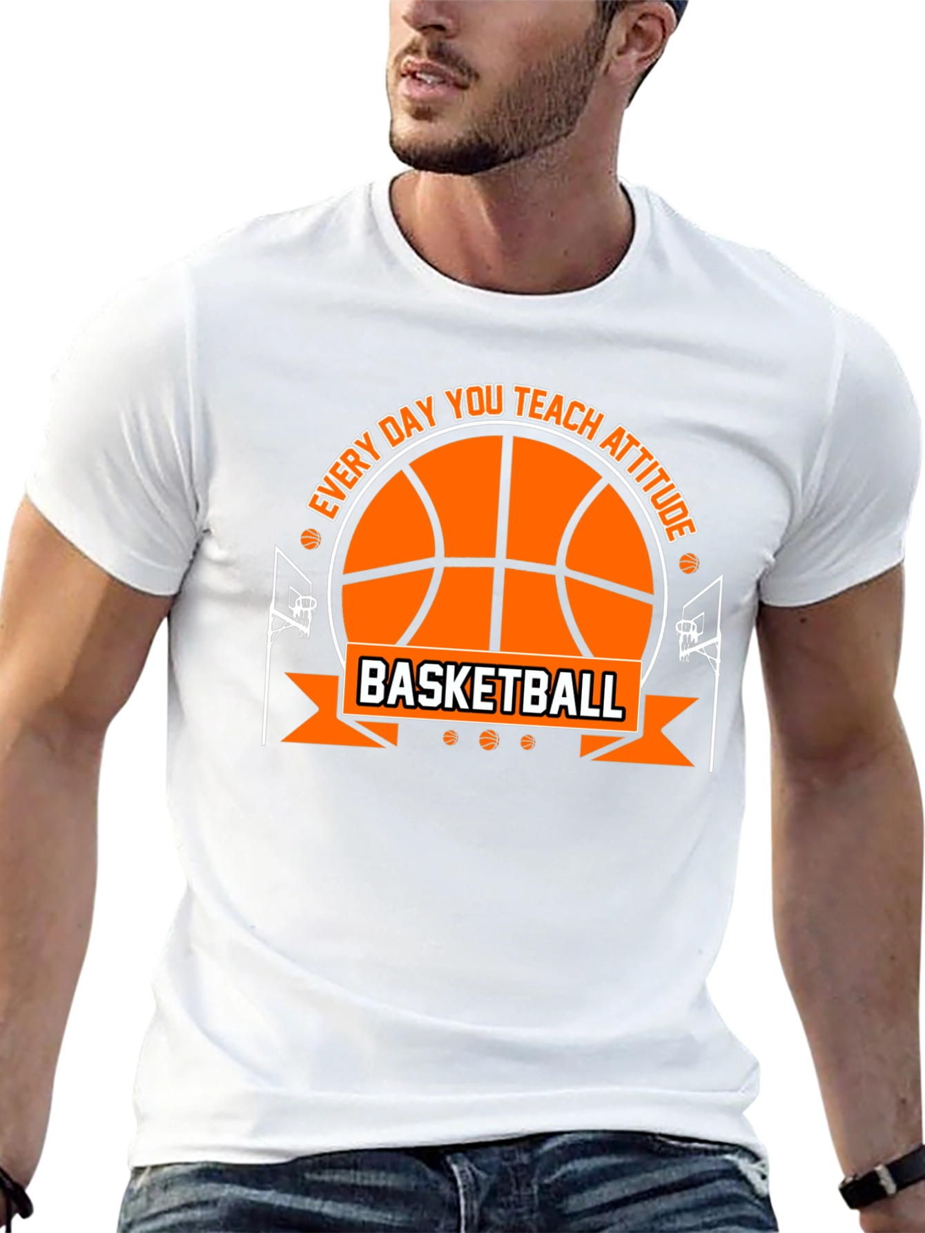 Black Basketball Attitude Graphic T-Shirt view 13