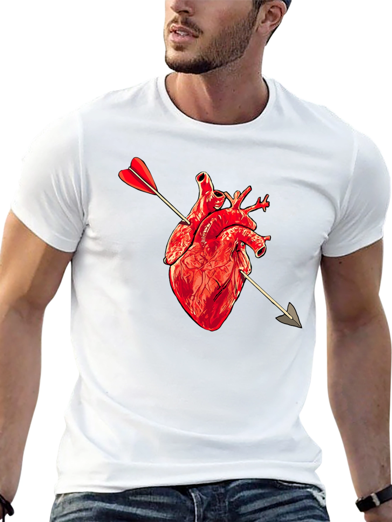 Black Anatomical Heart Arrow T-Shirt view 13