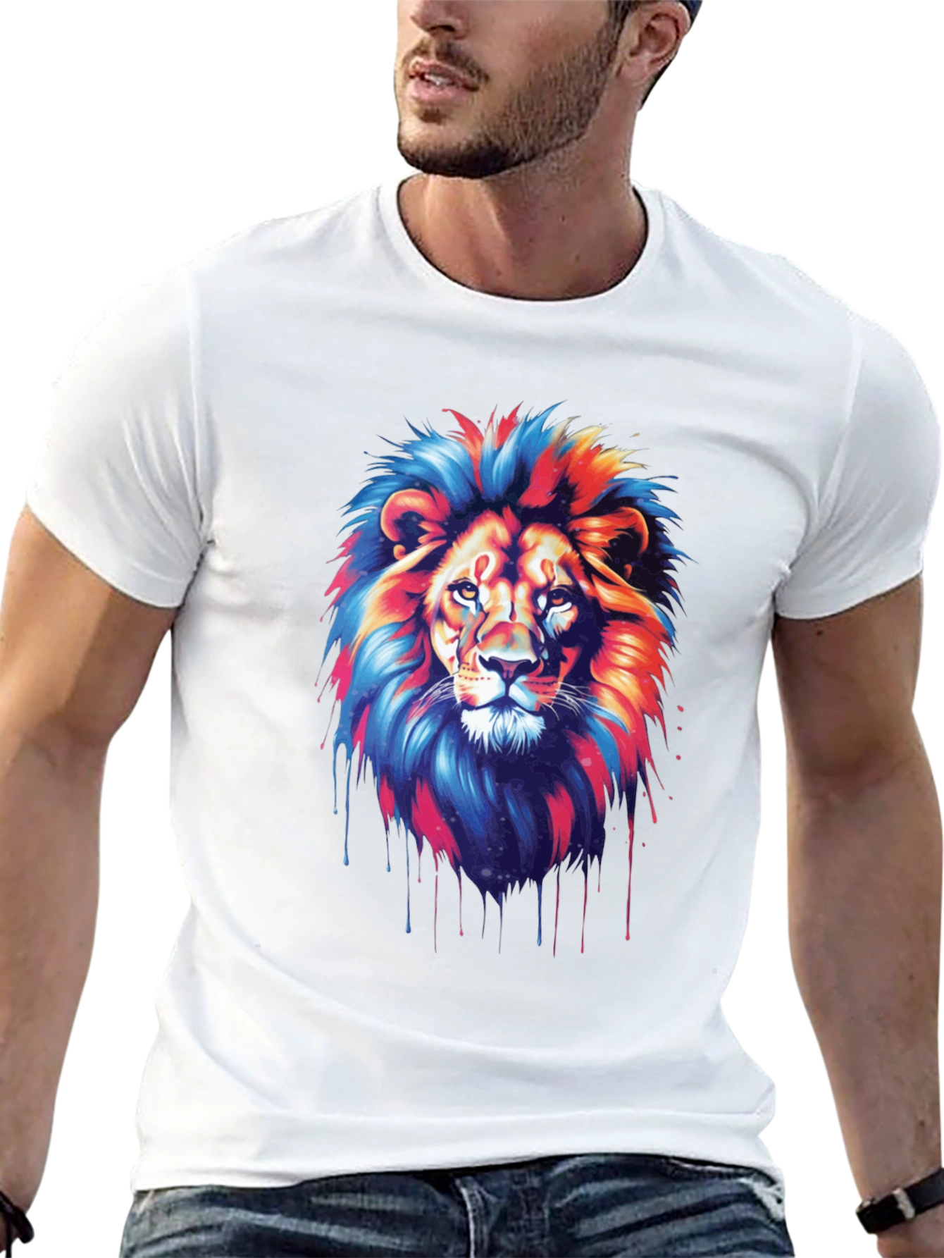 Black Vivid Lion Graphic Tee - Bold Style view 13