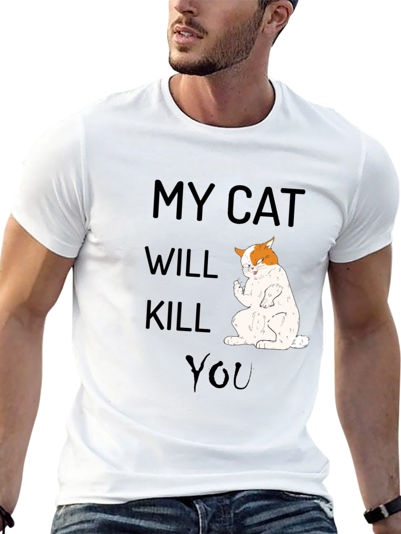 Black My Cat Will Kill You T-Shirt, Funny Cat Tee view 13