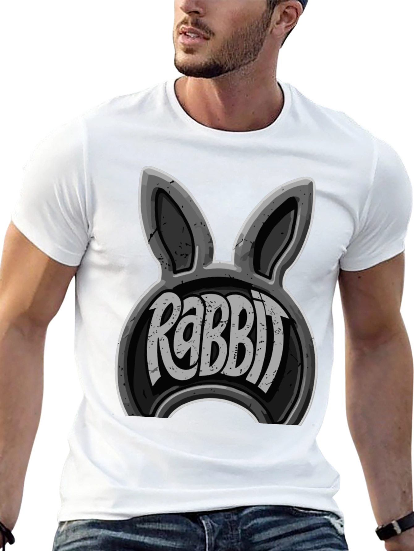Black Rabbit Graphic Print Men's T-Shirt view 13